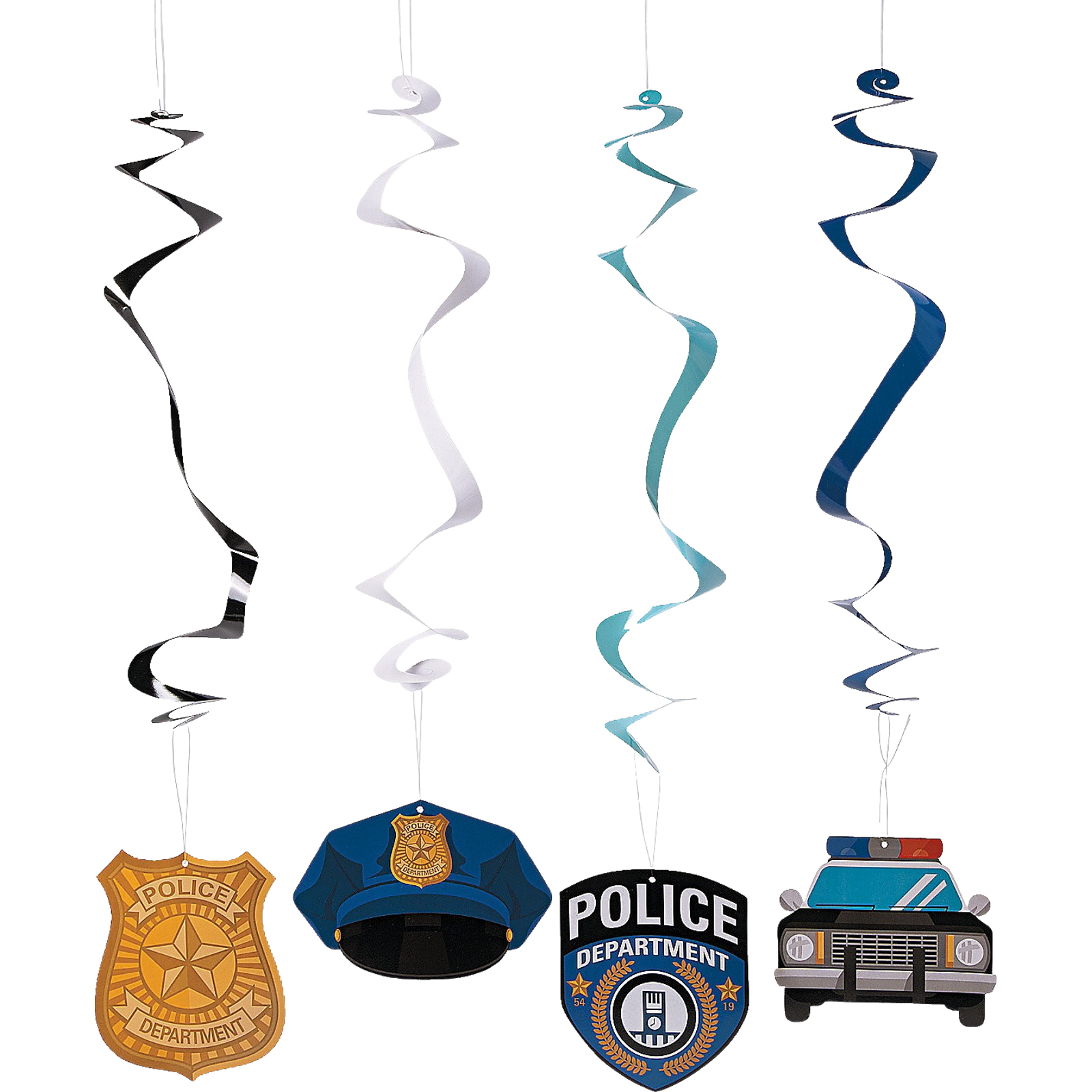 Police Party Swirl Decorations (Pack of 12)