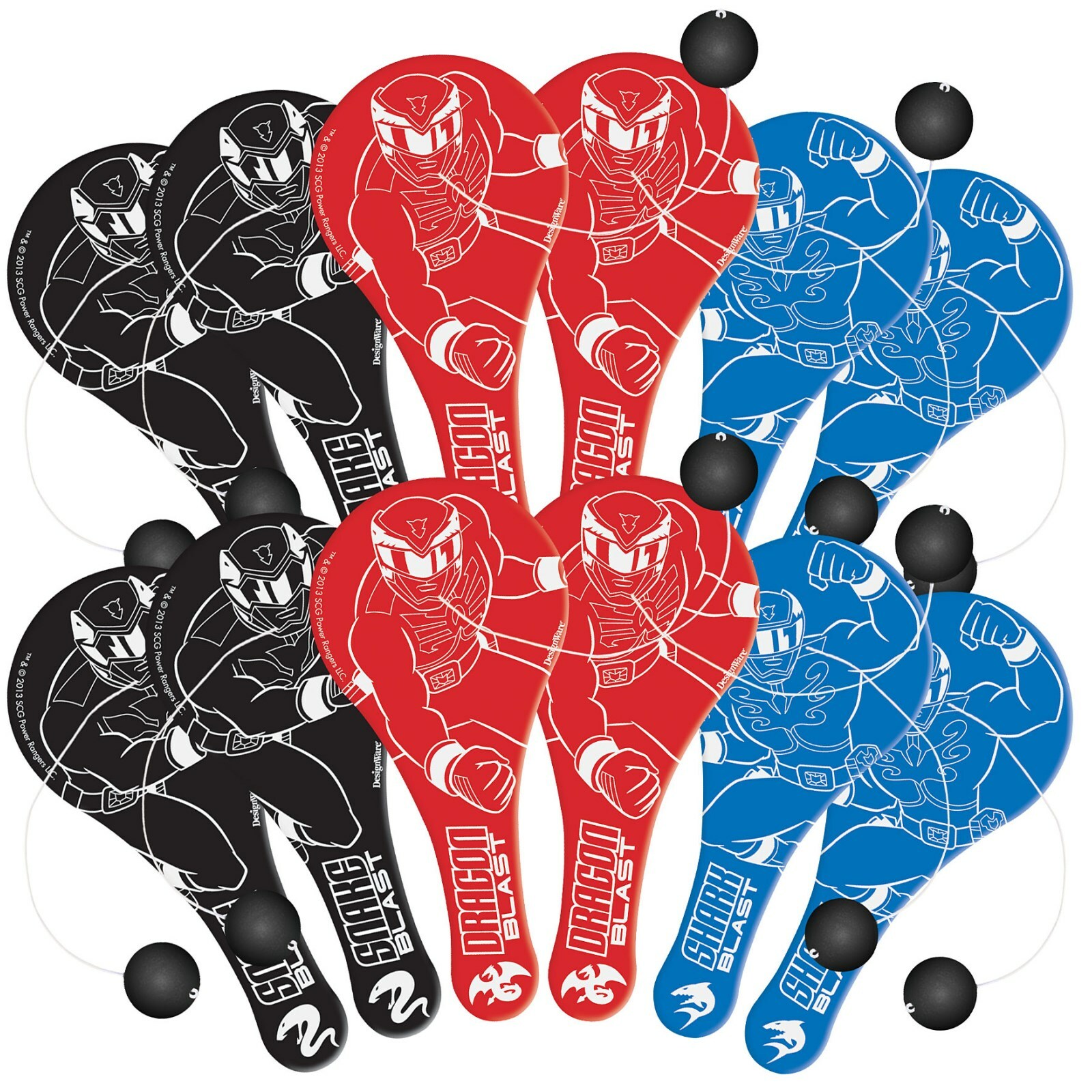 Power Rangers Megaforce Mini Paddleball Toys (Pack 12)