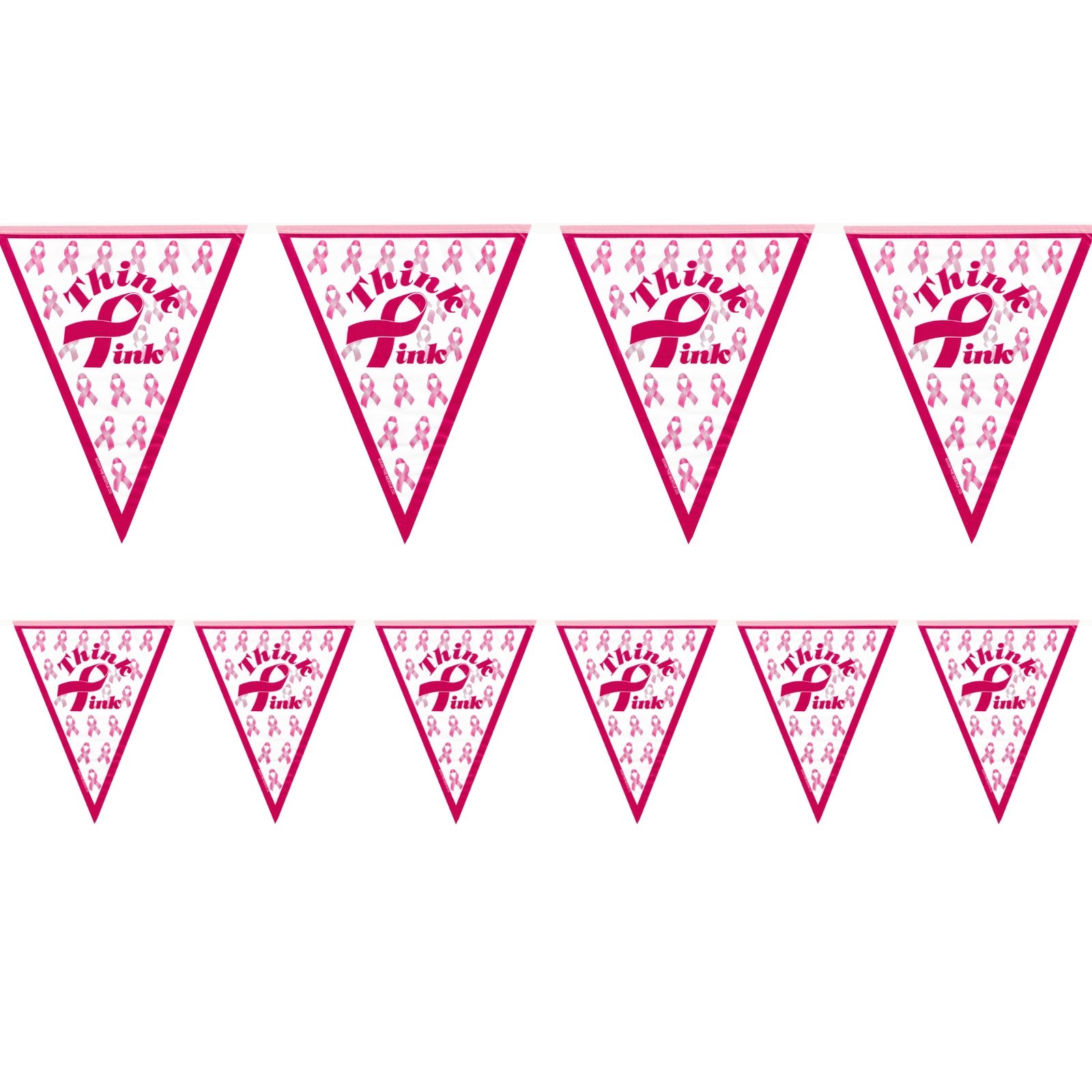 Think Pink Ribbon Plastic Flag Banner (3.7m)