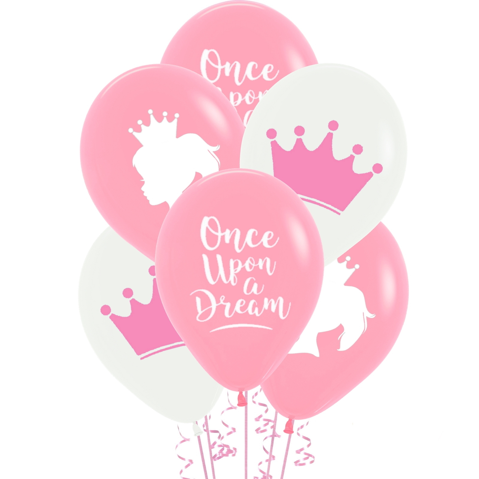 Fairytale Princess Pink & White Balloons (Pack of 6)