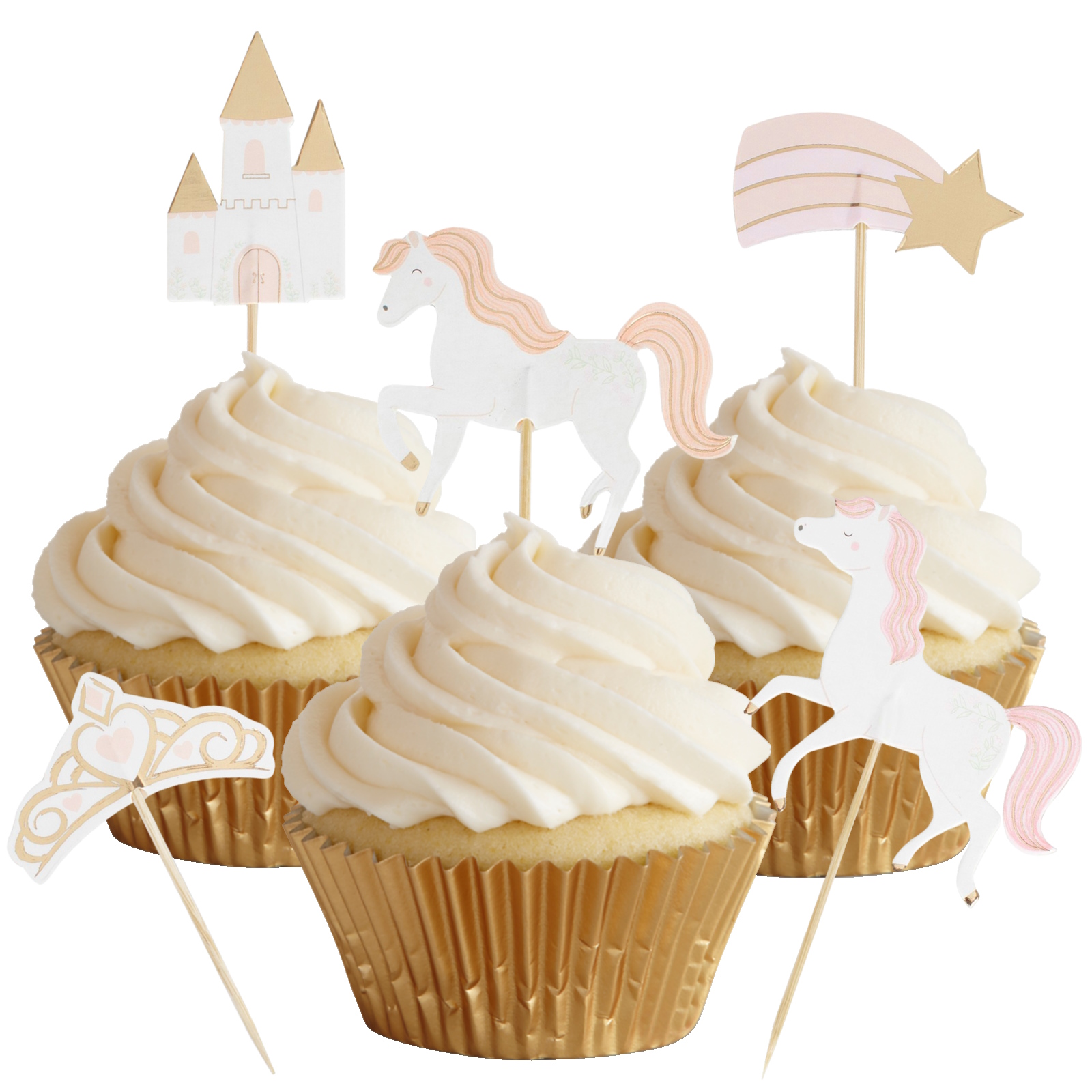 Ginger Ray Princess Party Wooden Cupcake Picks (Pack of 12)