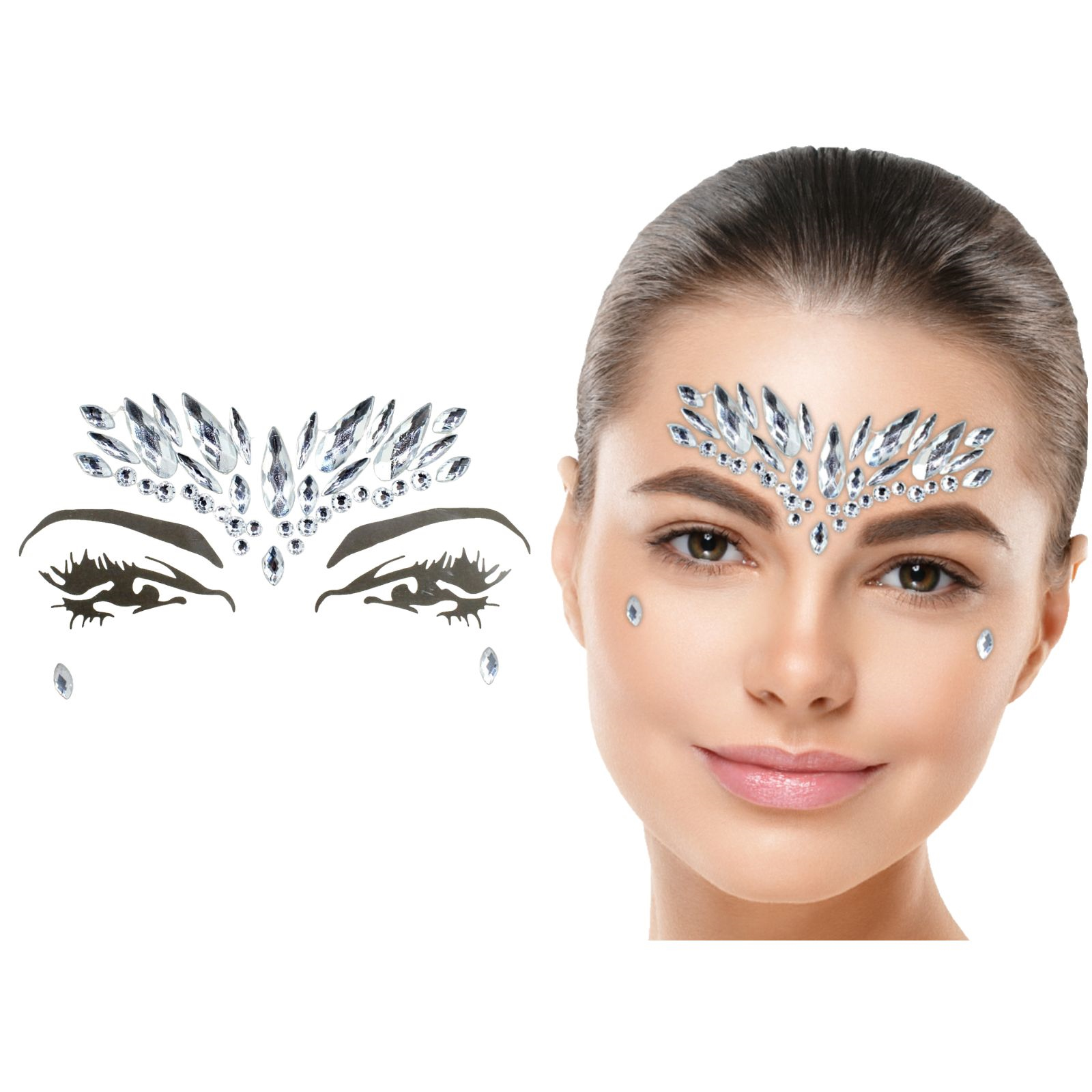Silver Crystal Face Jewels