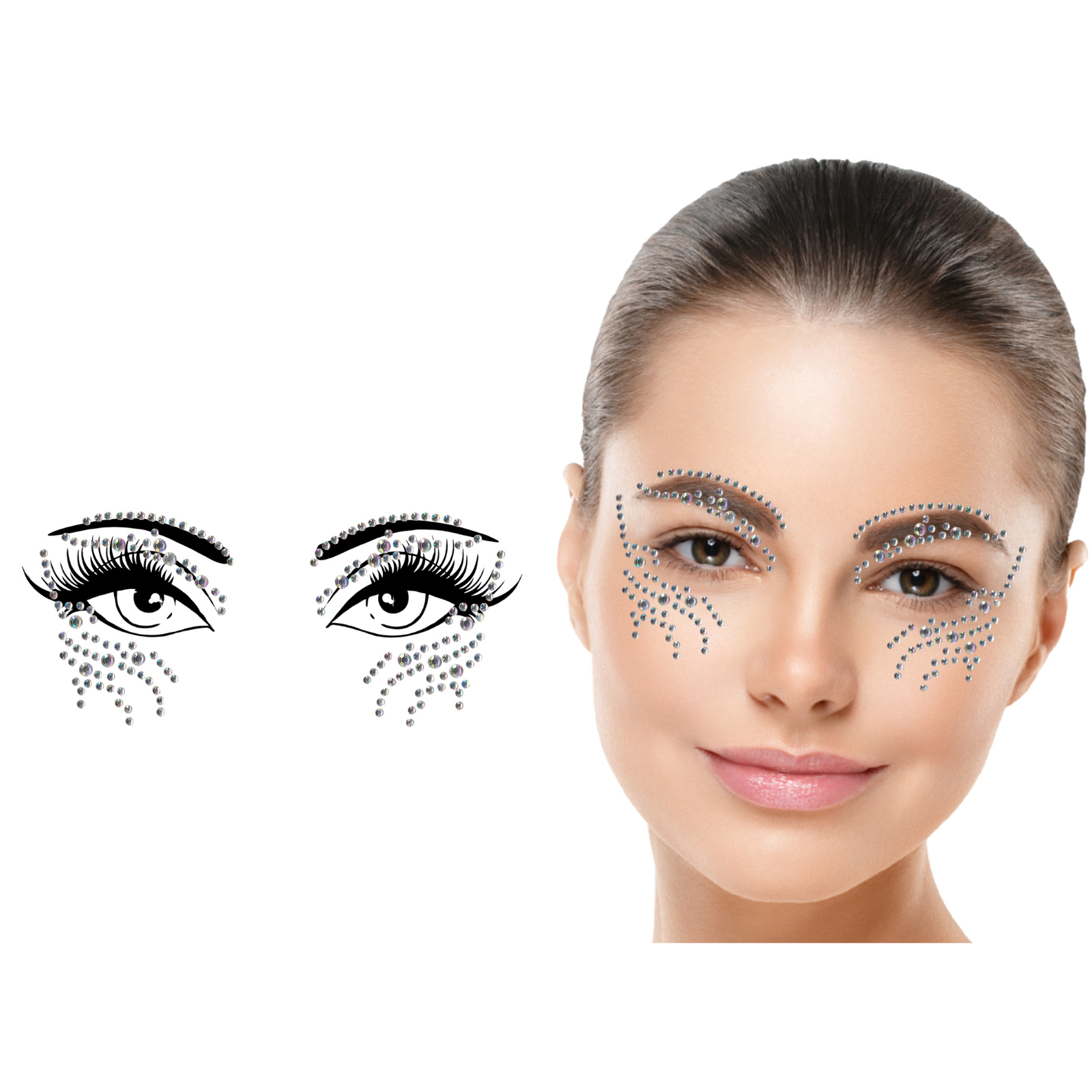 Silver Diamante Crystal Face Jewels