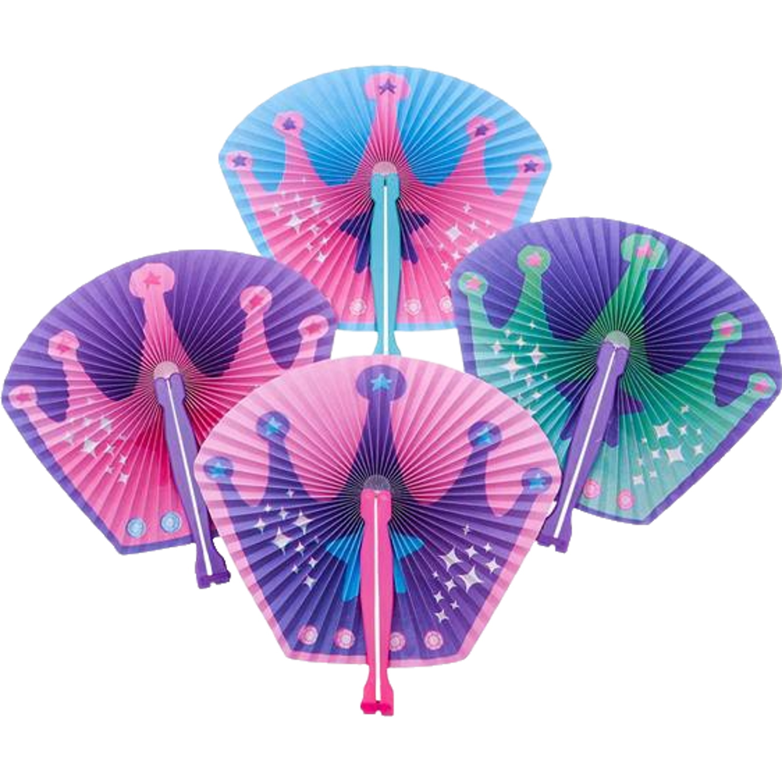 Princess Crown Paper Fans (Pack of 12)