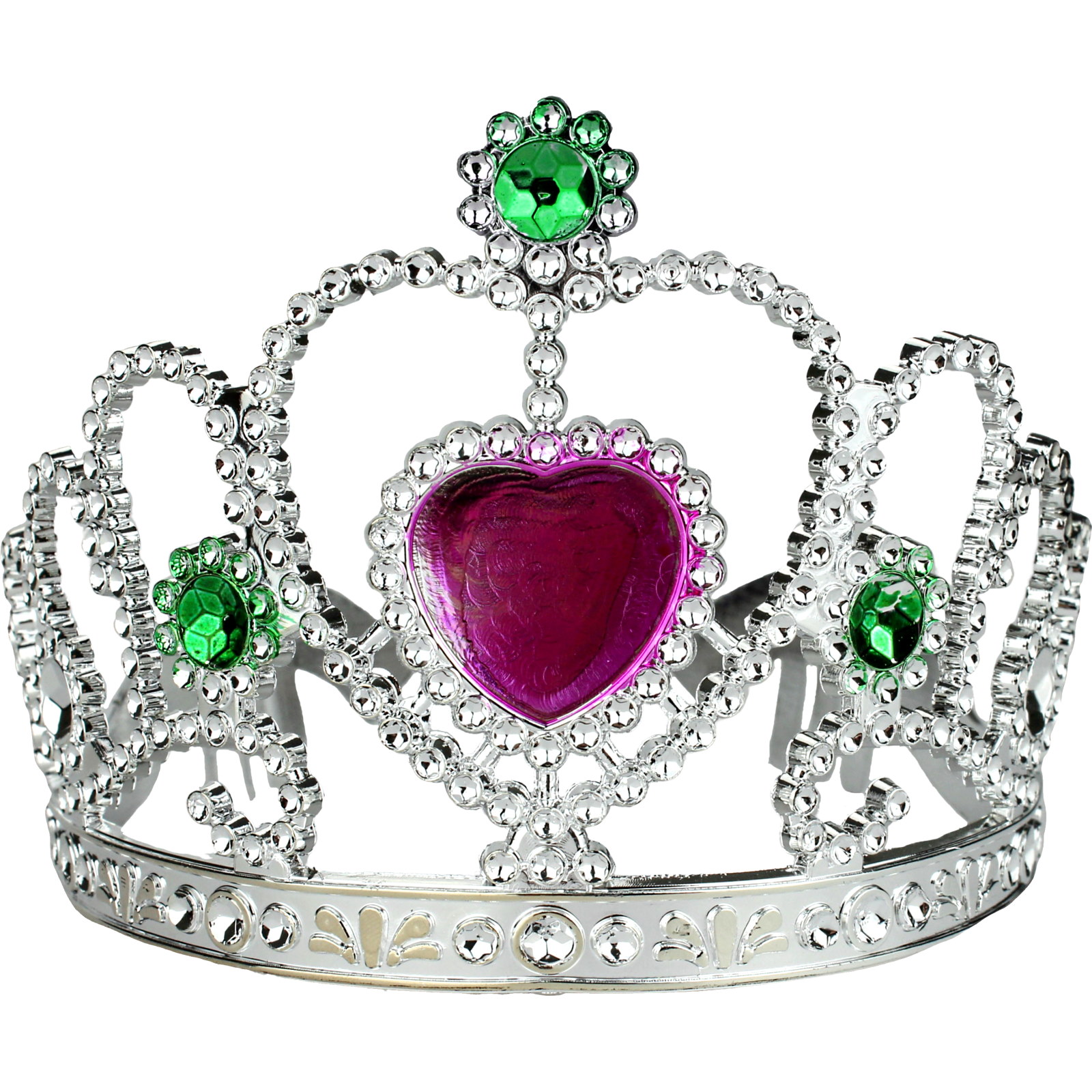 Silver Princess Pink Heart Gem Tiara