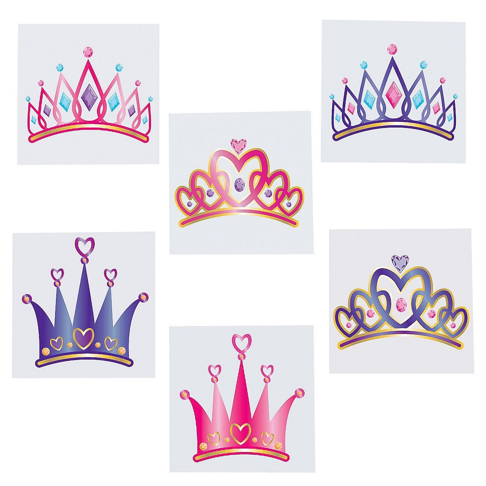 Princess Tiara Tattoos (Pack of 72)