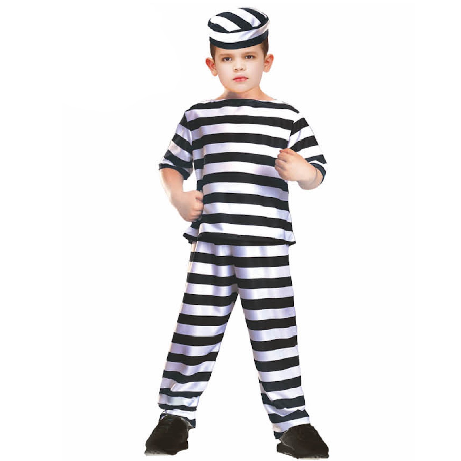 Black and White Stripe Kids Prisoner Costume