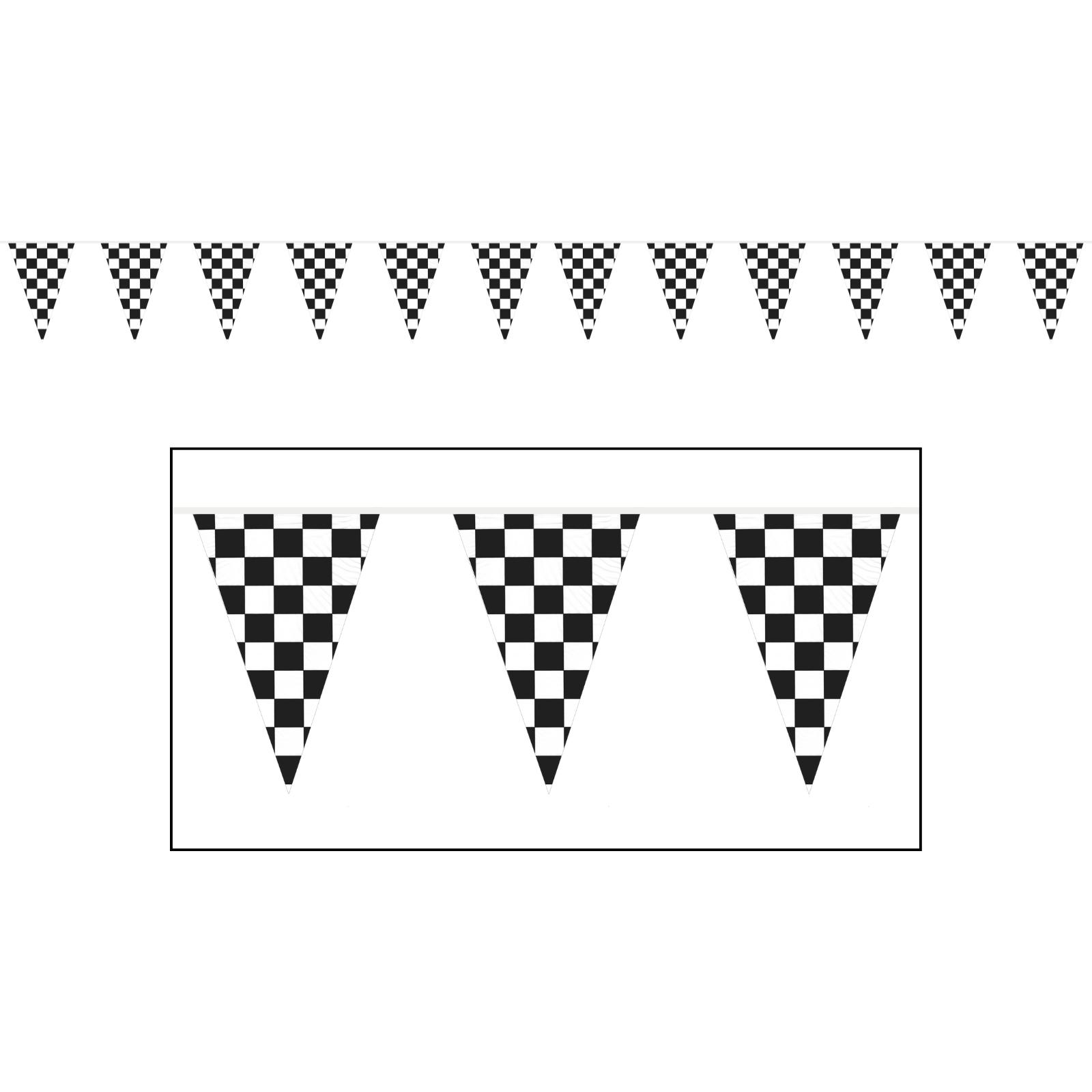 Black & White Chequered Plastic Flag Banner (30m)