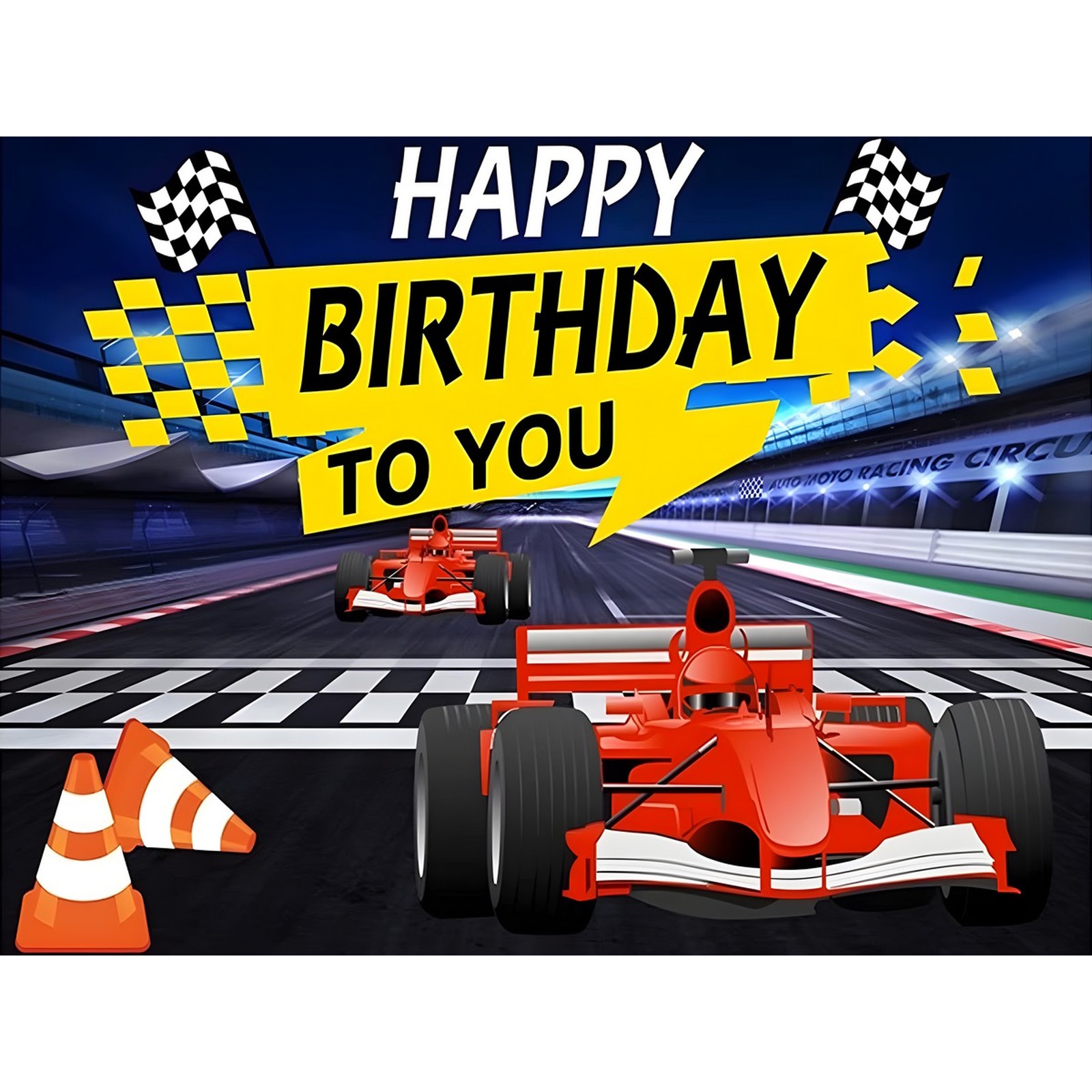 Racing Happy Birthday Fabric Backdrop