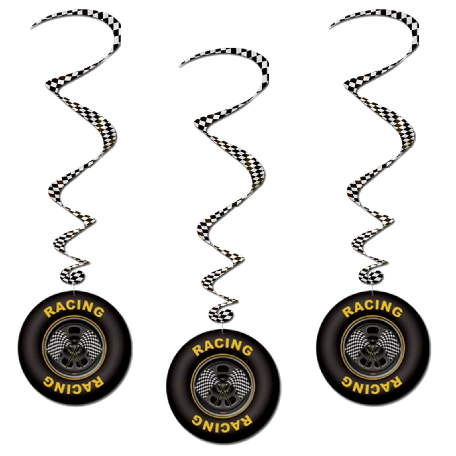 Racing Tyre Swirl Decorations (Pack of 3)