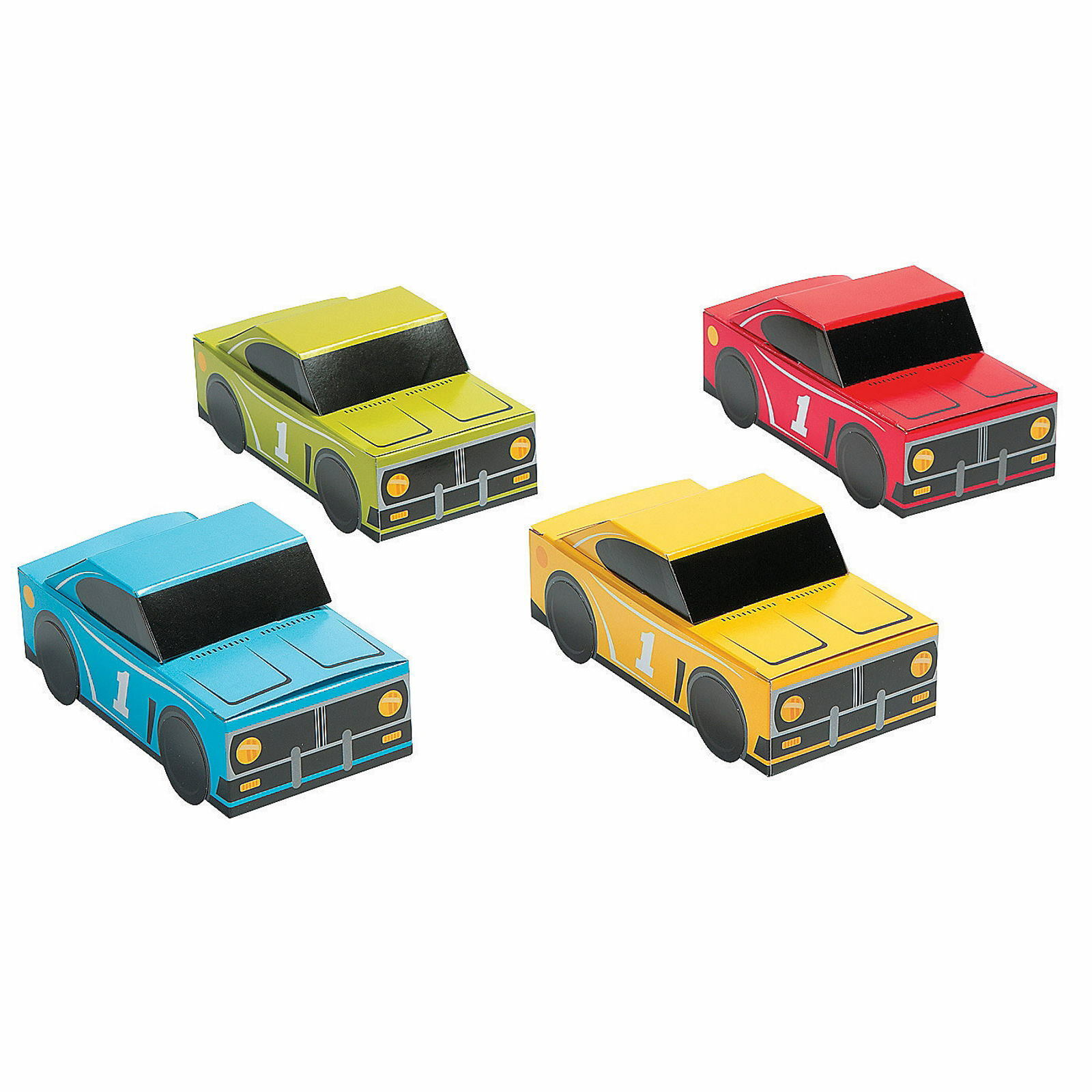 Race Car Birthday Coloured Car Lolly/Treat Boxes (Pack of 12)