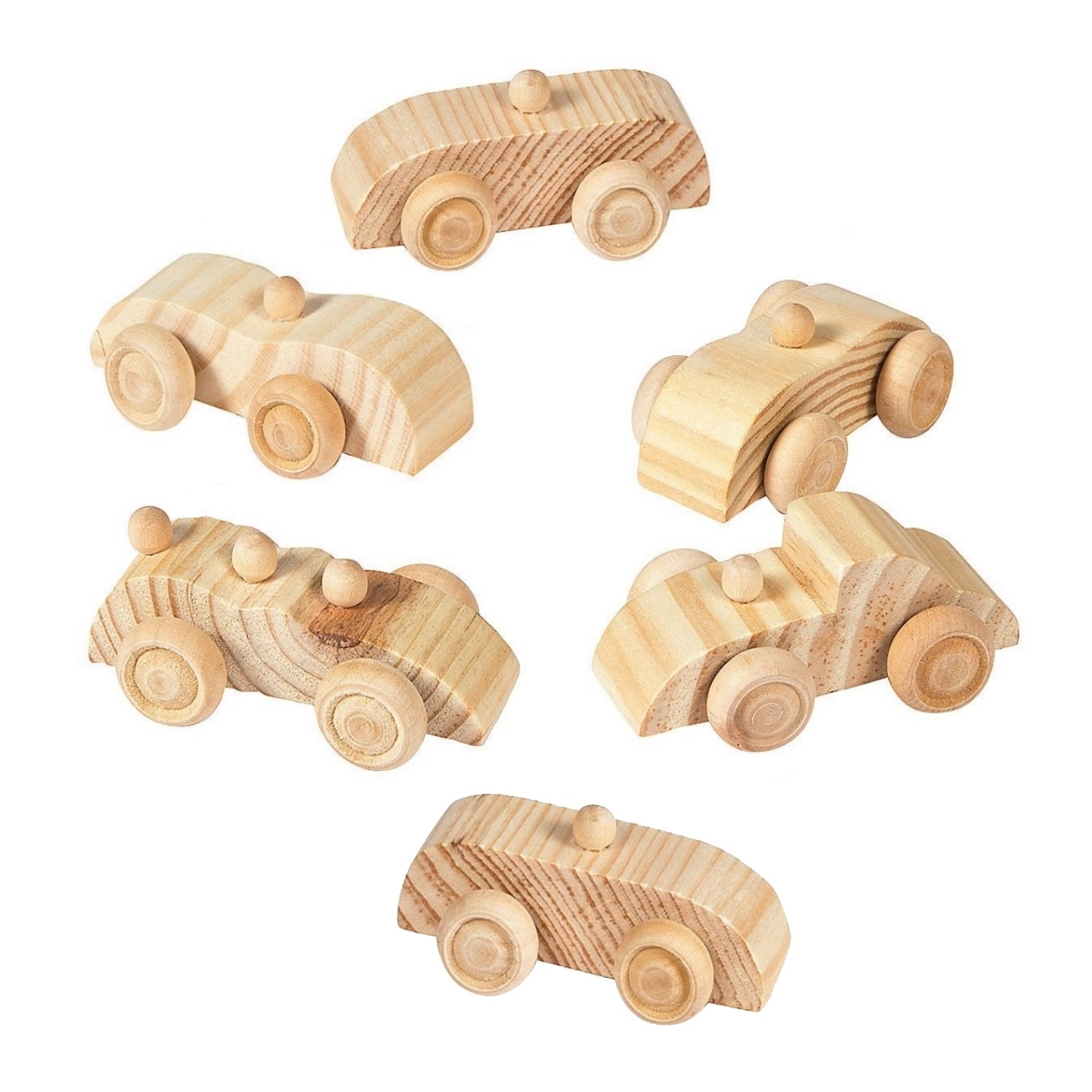 Mini Unfinished Wooden Cars (Pack of 12)