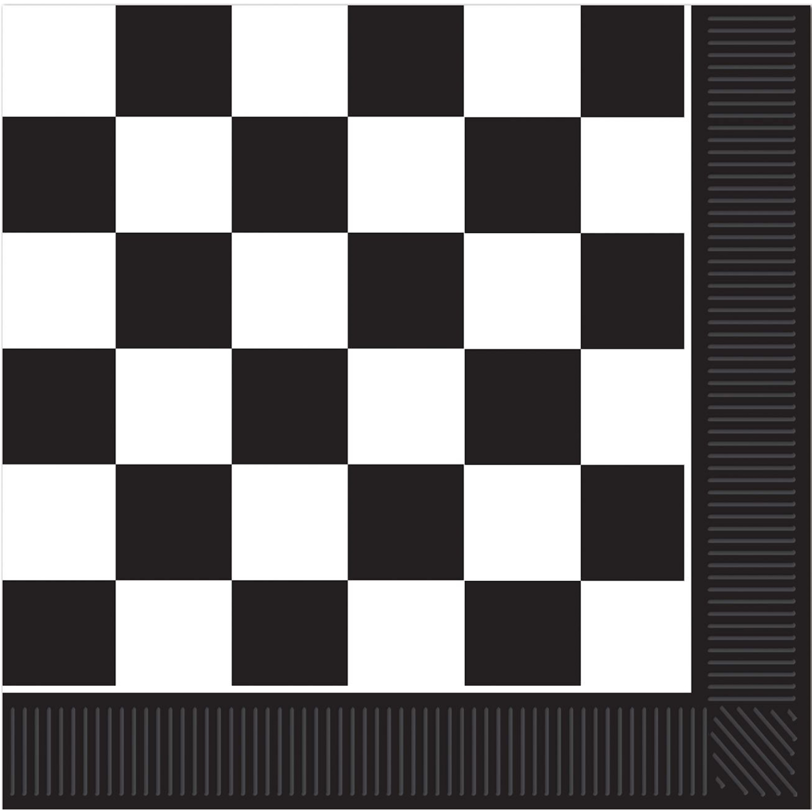 White & Black Racing Chequered Large Napkins / Serviettes (Pack of 16)