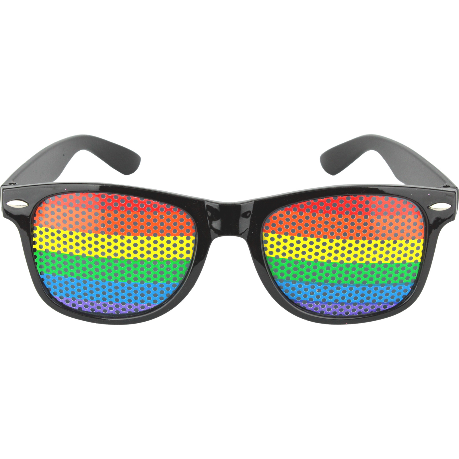 Black and Rainbow Stripe Pinhole Glasses