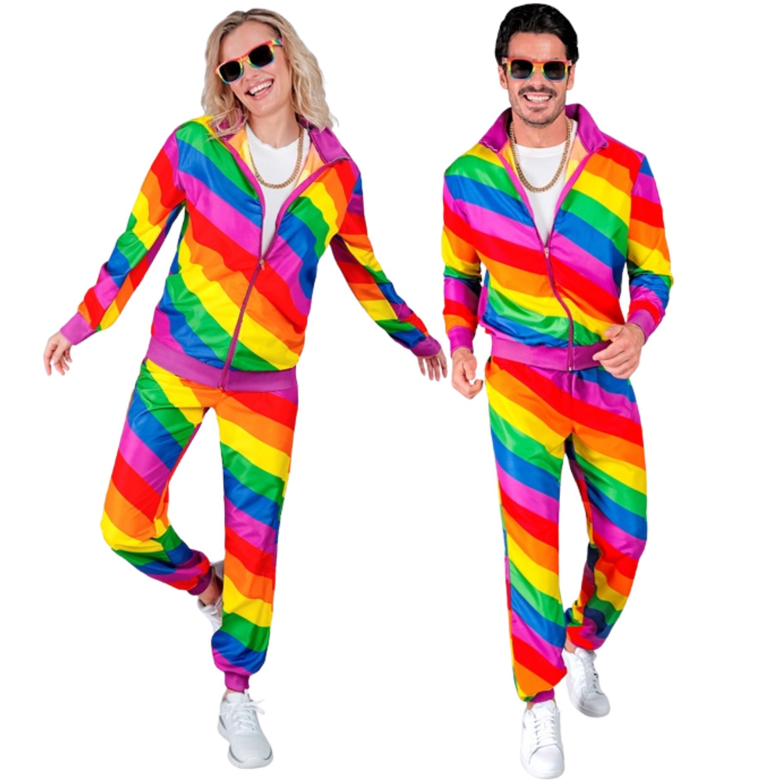Adult Rainbow Party Tracksuit Costume Small