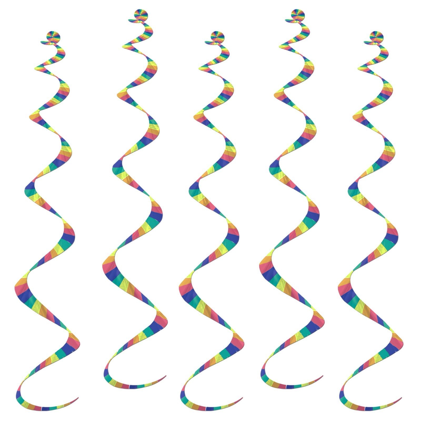 Coloured Stripes Swirl Decorations (Pack of 5)