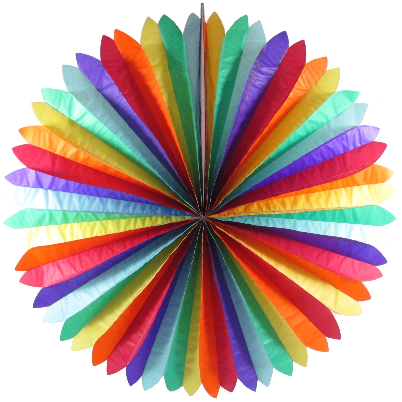 Large Rainbow Coloured Tissue Fan