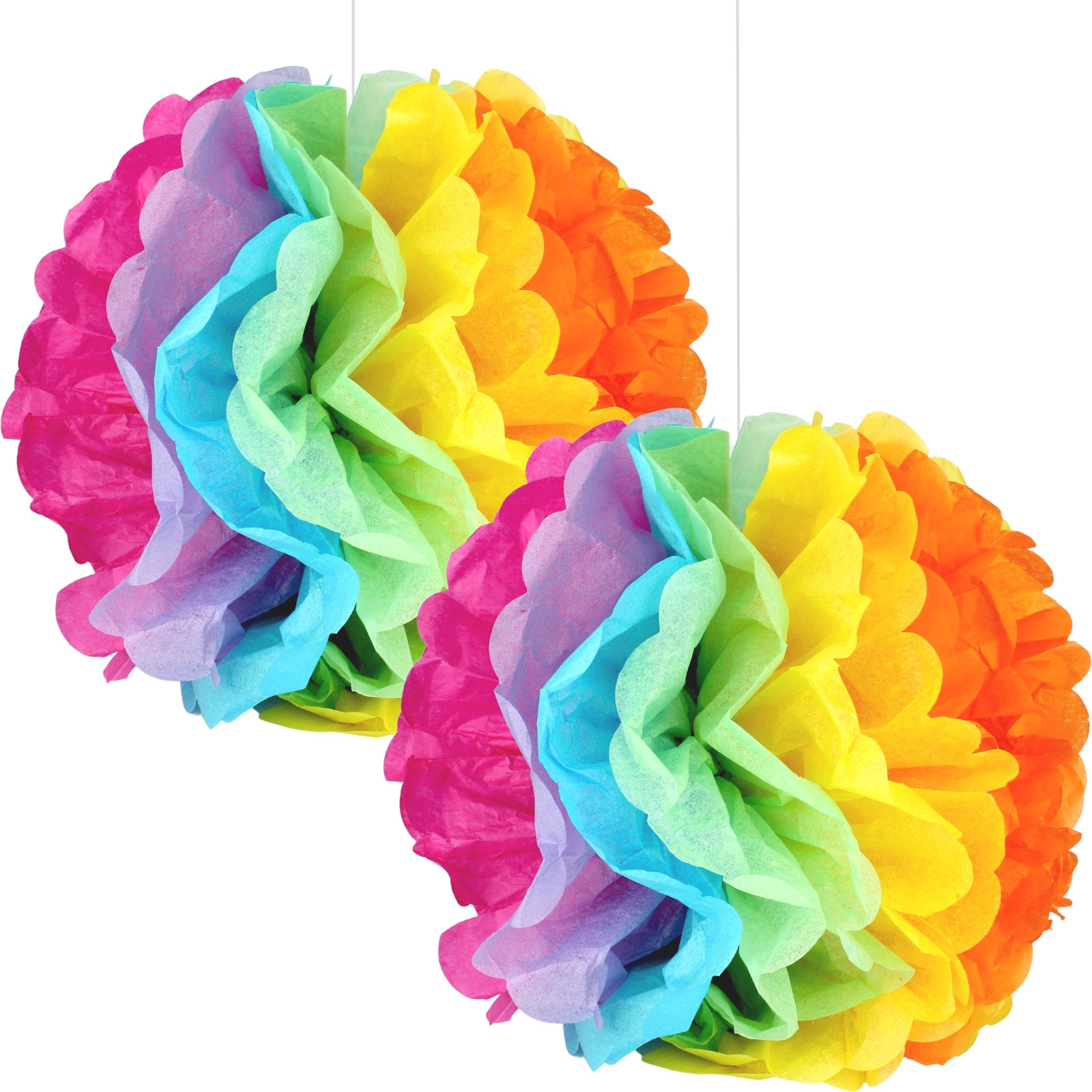 30cm Tissue Paper Puff Balls Rainbow (Pack of 2)