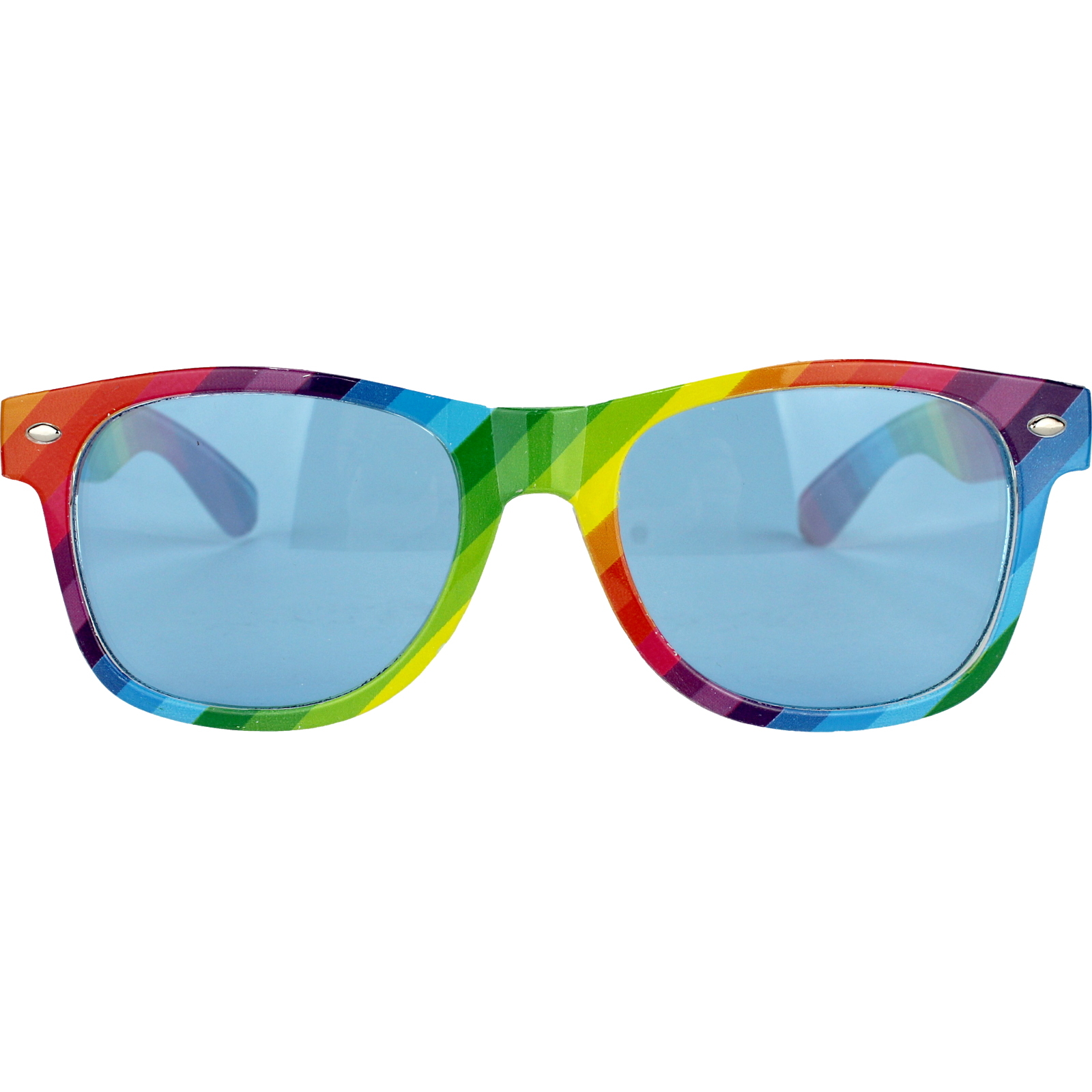 Rainbow Stripe Blue Lens Glasses