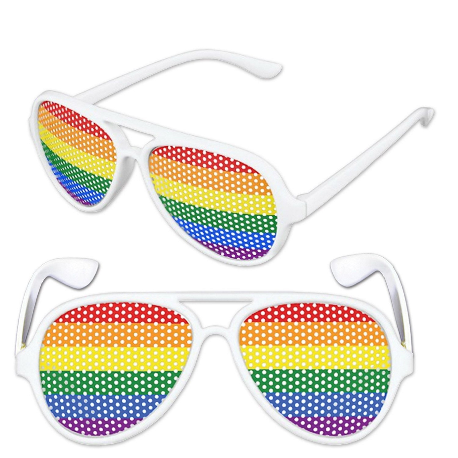 White and Rainbow Stripe Pinhole Glasses