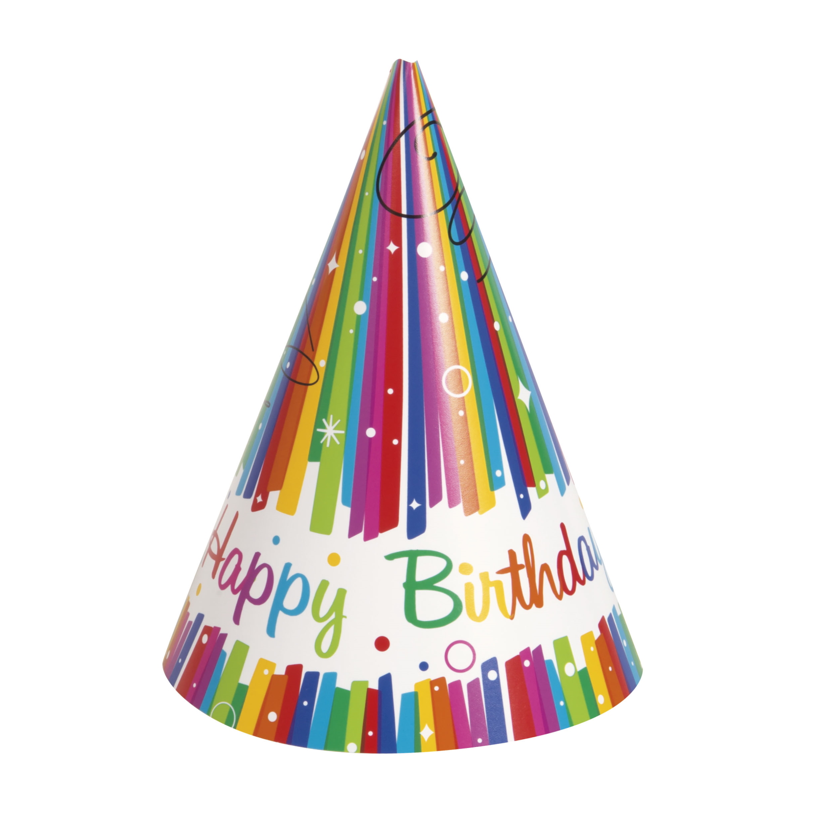 Rainbow Ribbons Happy Birthday Party Hats (Pack of 8) 