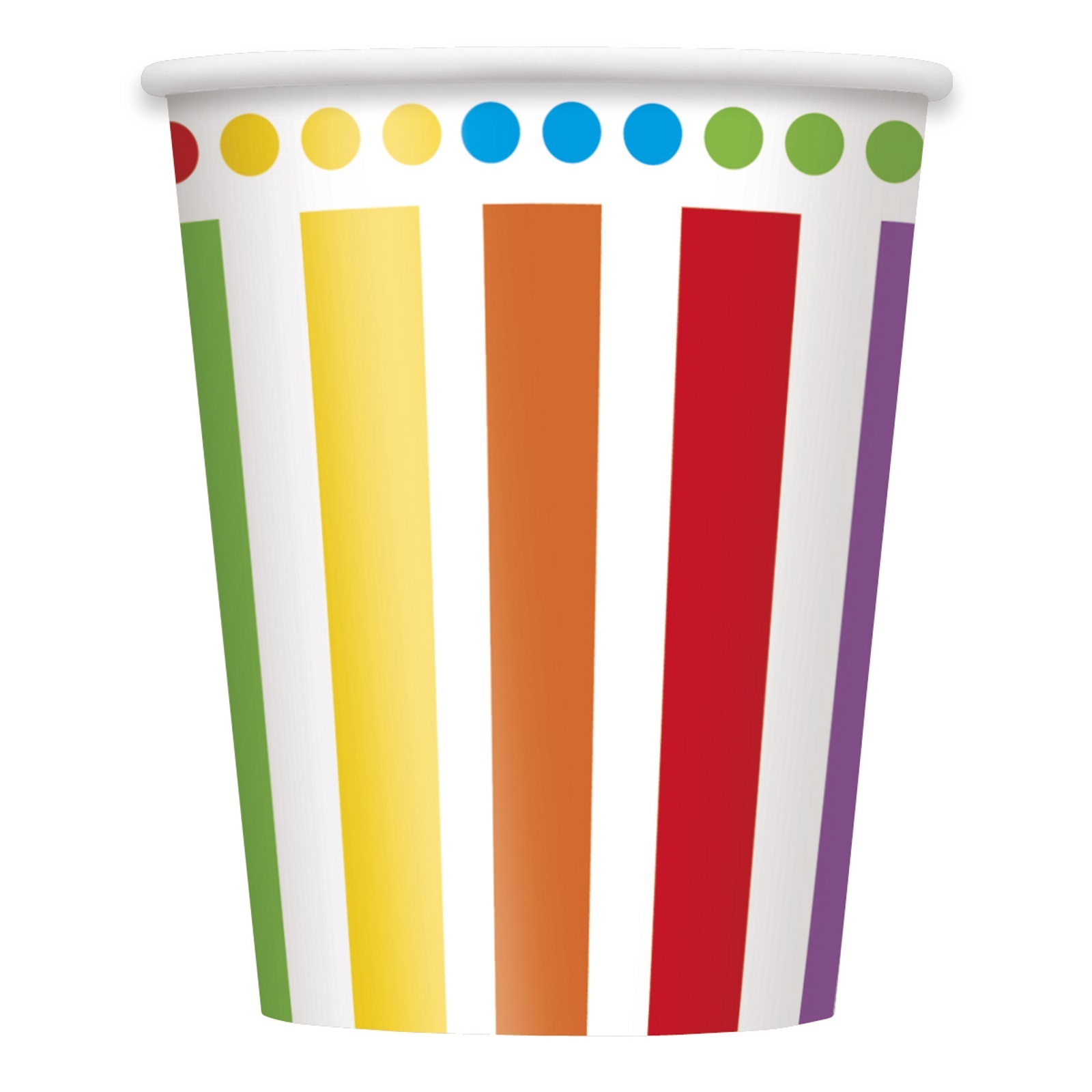 Rainbow Birthday Dots and Stripes Paper Cups (Pack of 8)