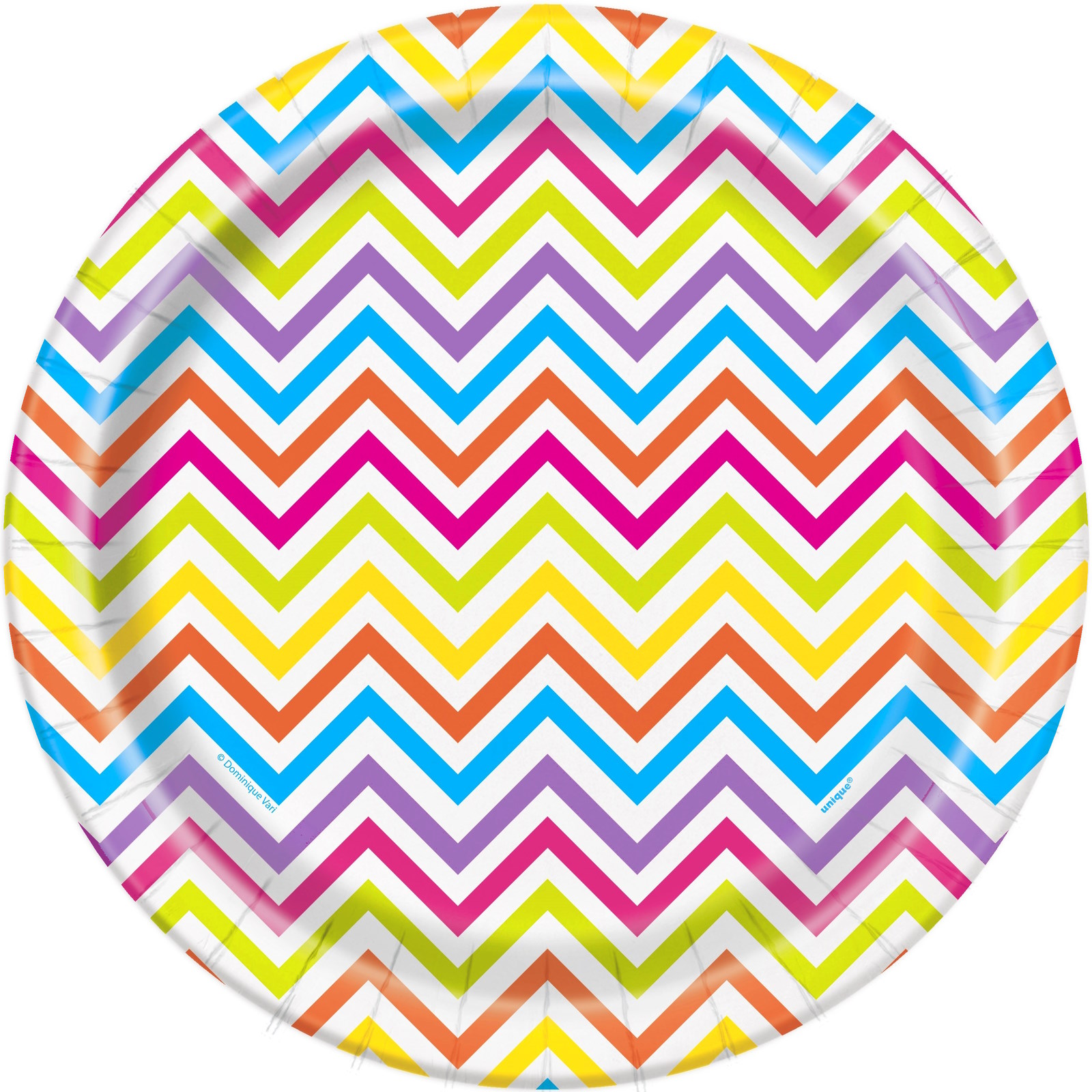 Rainbow Chevron Large Paper Plates (Pack of 8) 