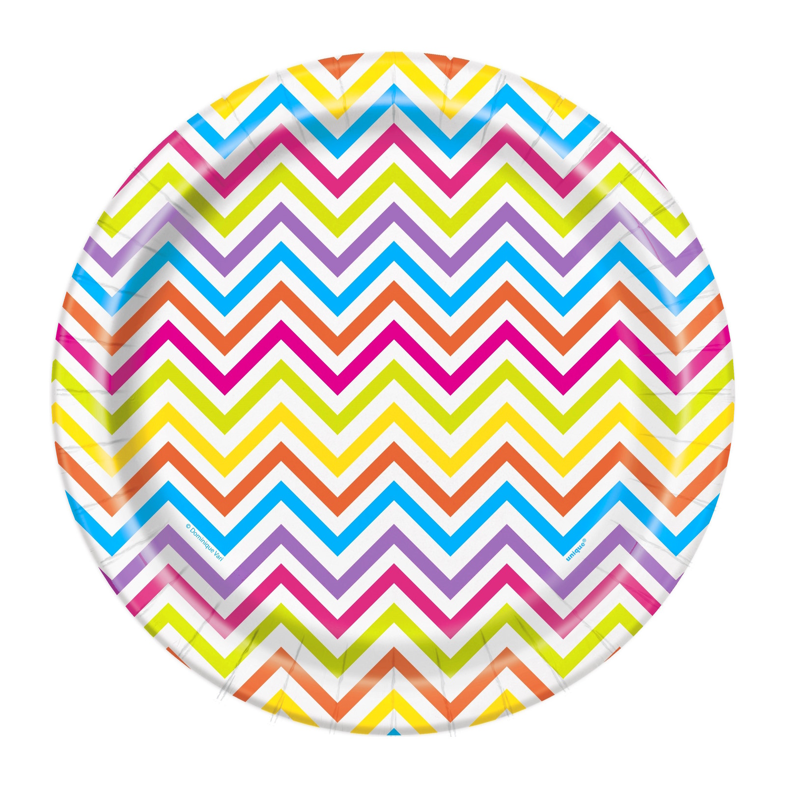 Rainbow Chevron Small Paper Plates (Pack of 8) 