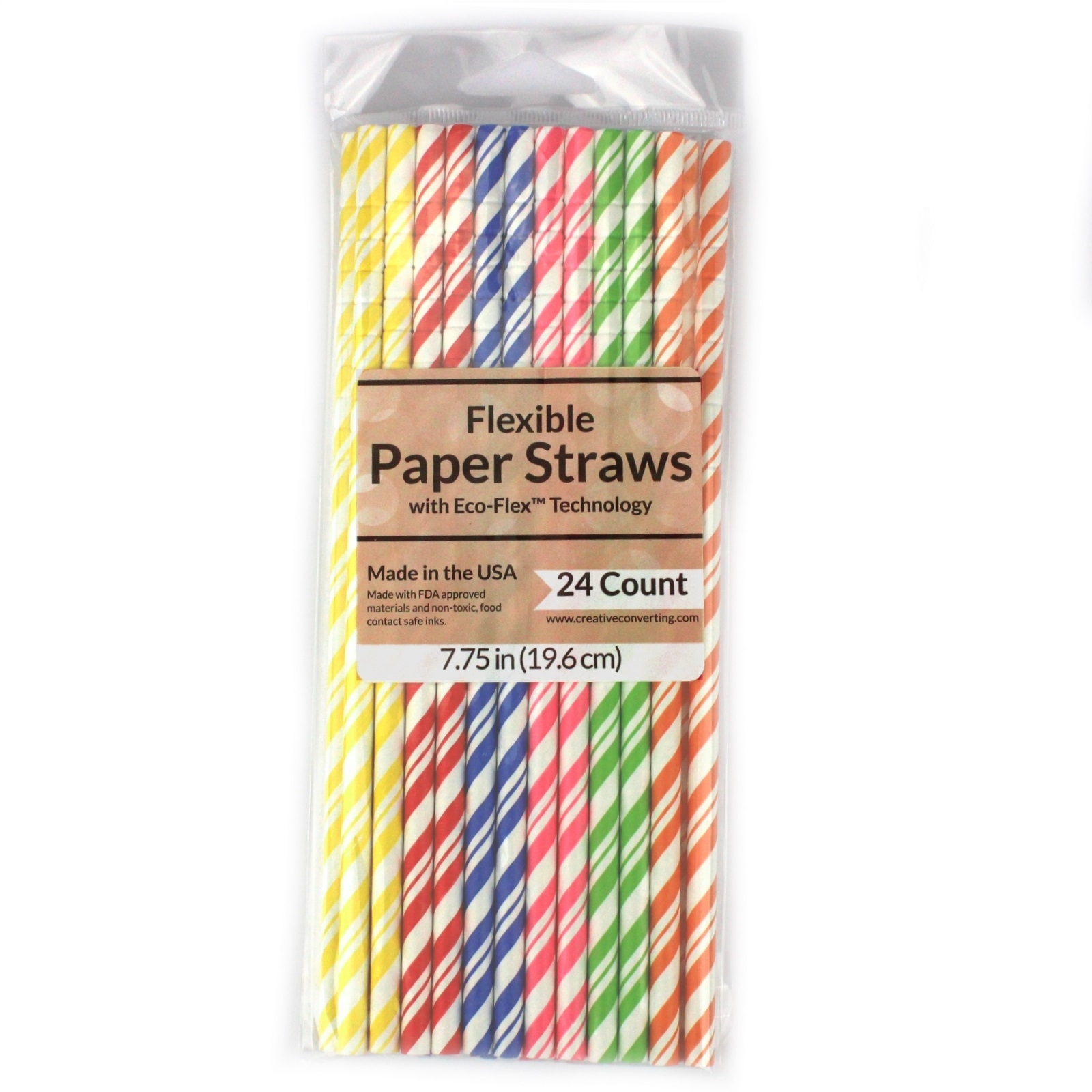 Coloured Flexible Paper Straws (Pack of 24)