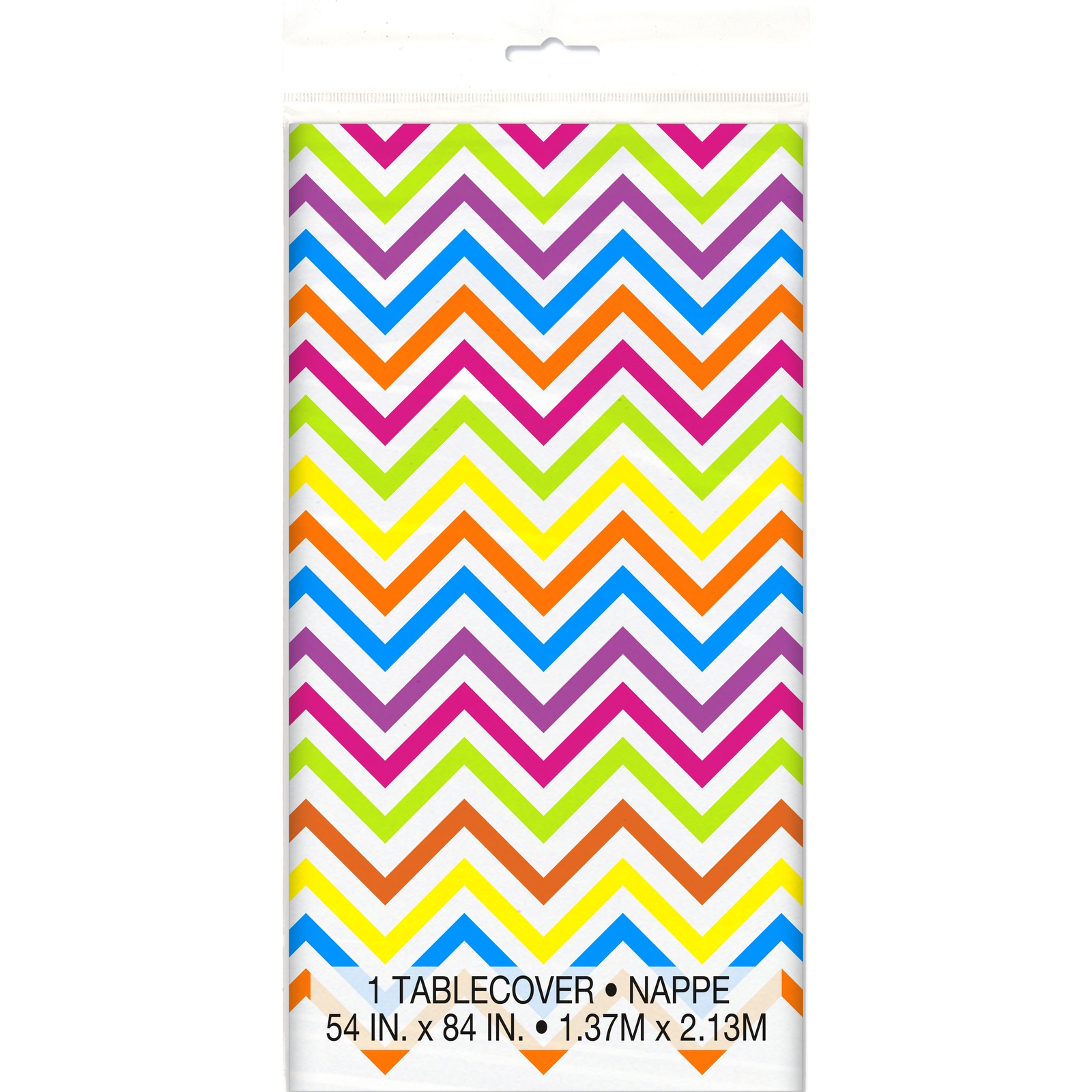 Rainbow Chevron Plastic Tablecloth 