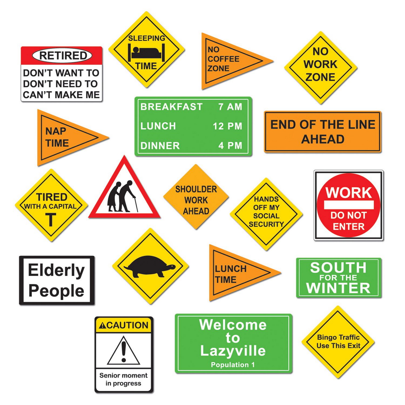 Funny Retirement Wall Cutout Decorations (Pack of 19)