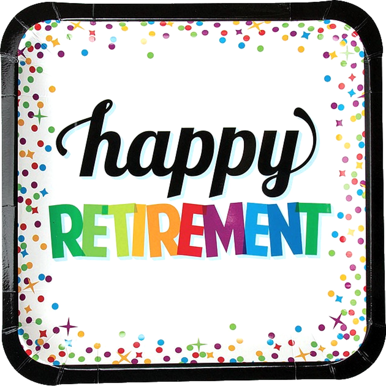 Happy Retirement Large Square Paper Plate (Pack of 8)
