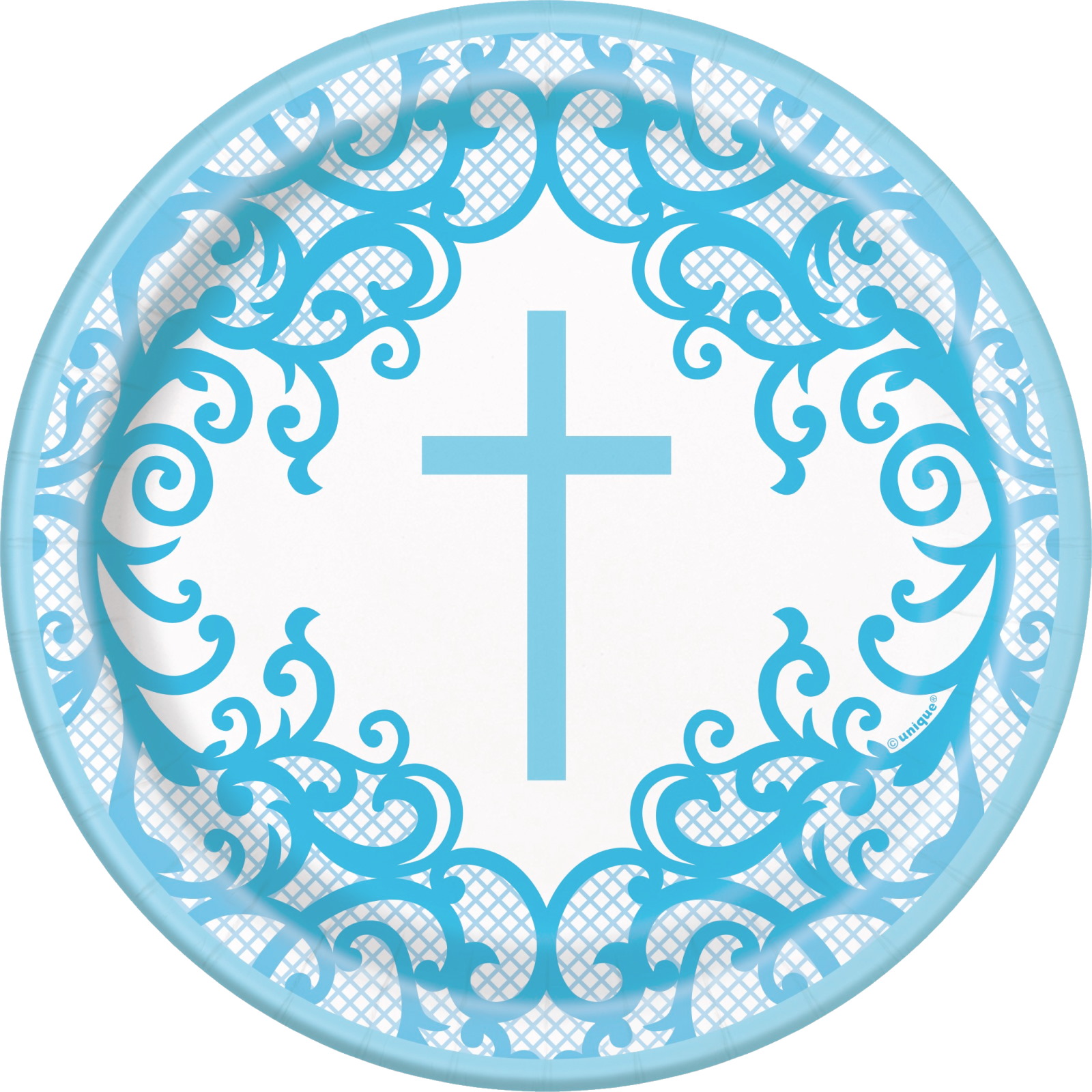 Fancy Blue Cross Large Paper Plates (Pack of 8)
