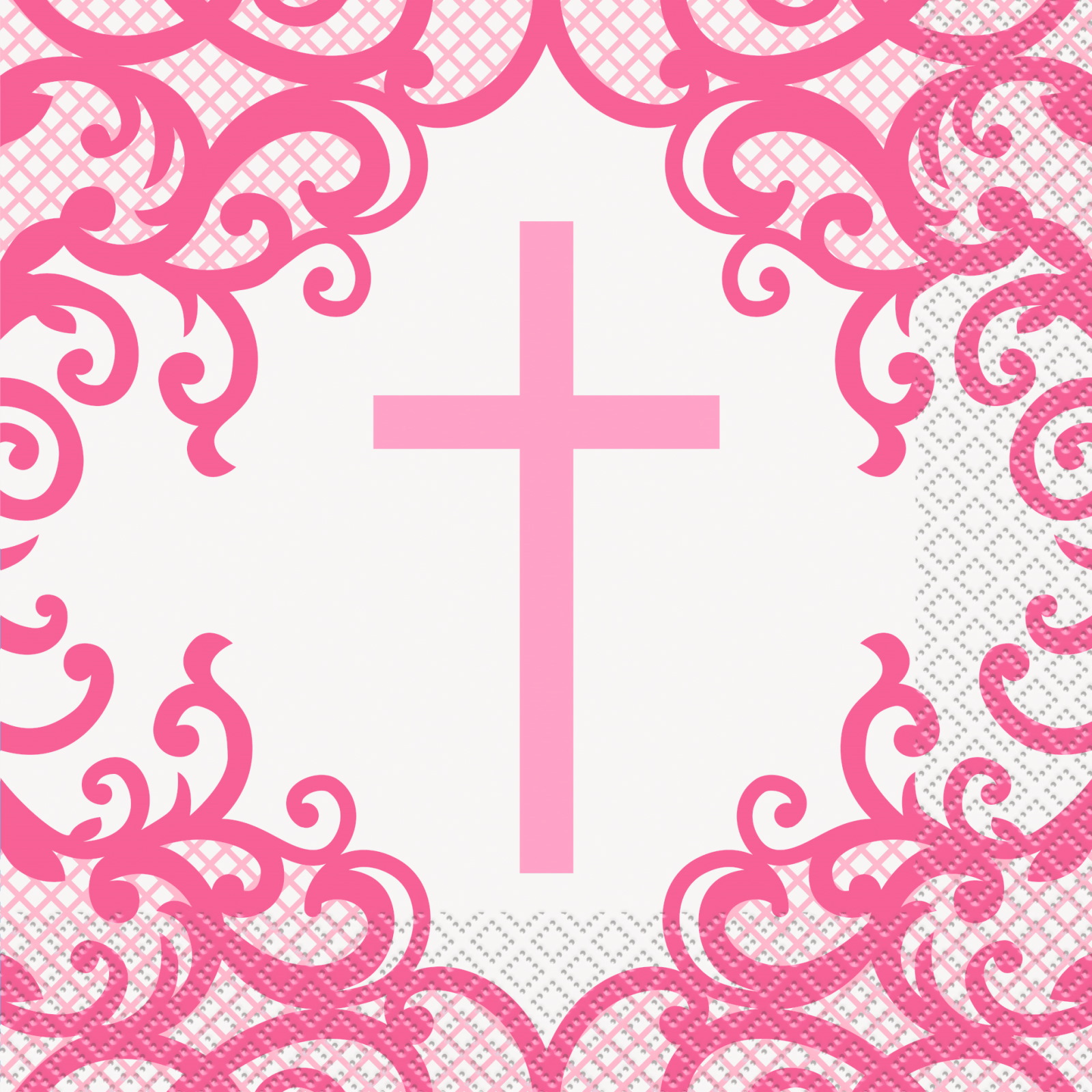 Fancy Pink Cross Large Napkins / Serviettes (Pack of 16) 