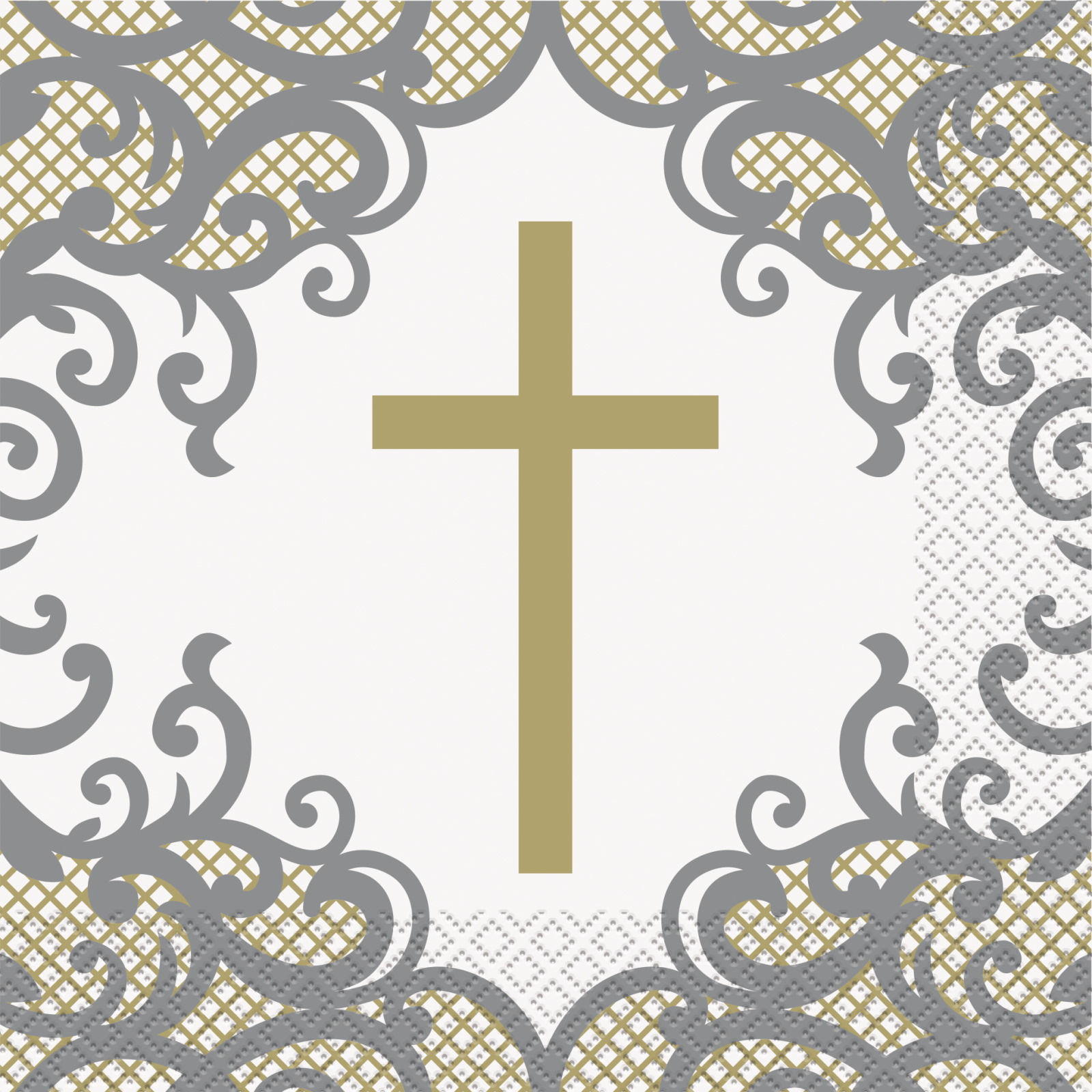 Fancy Gold Cross Large Napkins / Serviettes (Pack of 16) 