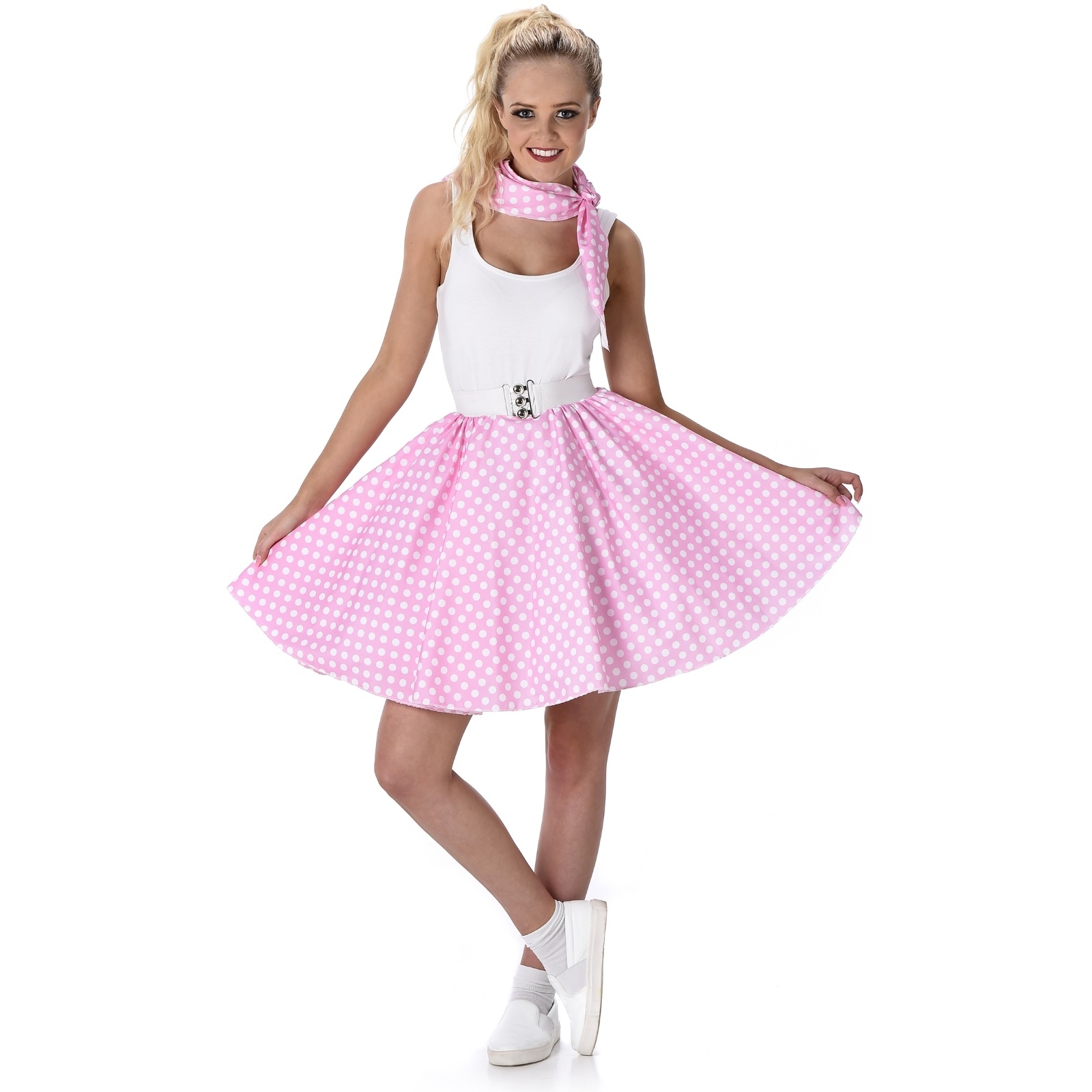 Rock N Roll Polka Dot Skirt and Necktie Ladies Costume Extra Large