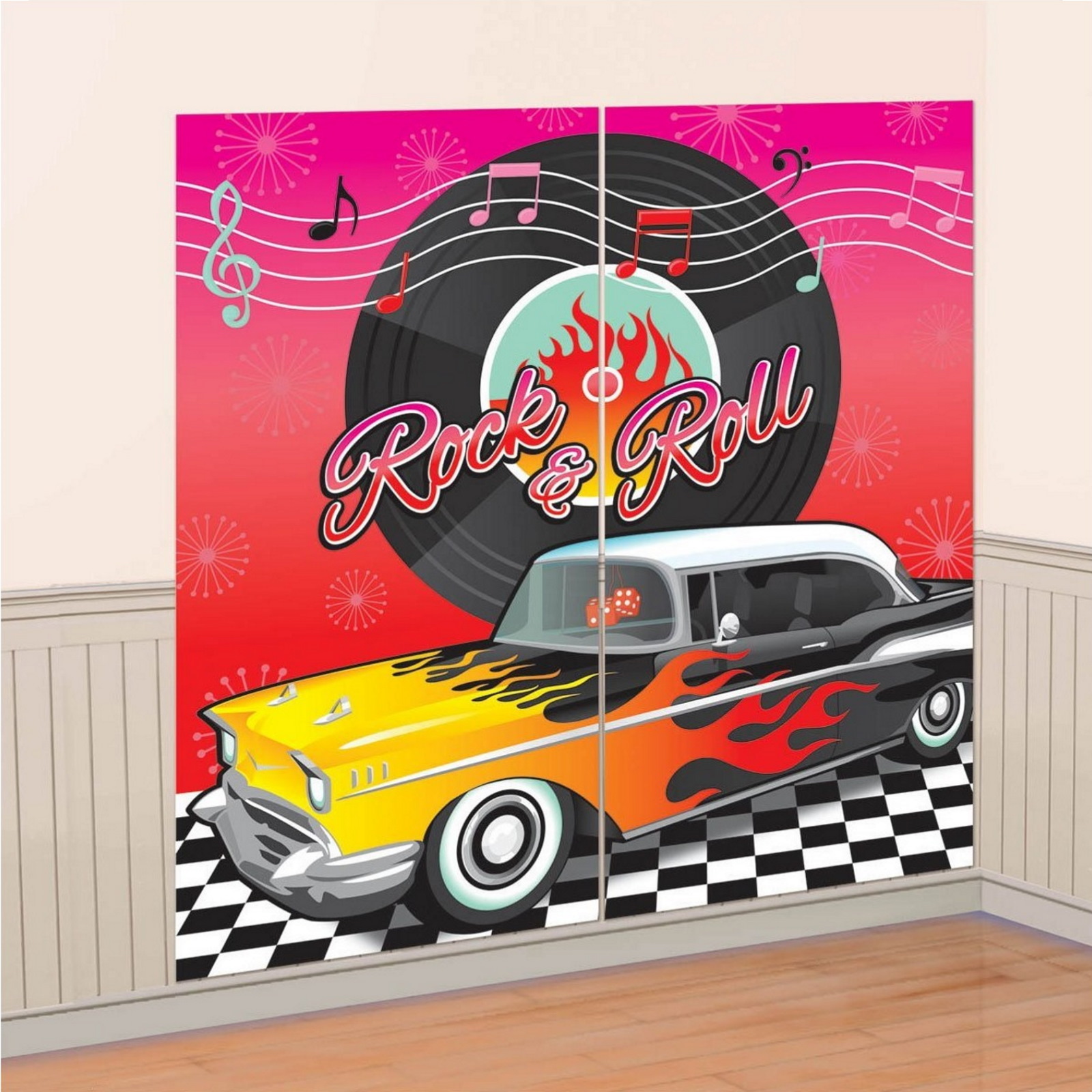 Classic 50's Rock and Roll Scene Setter Wall Decorations