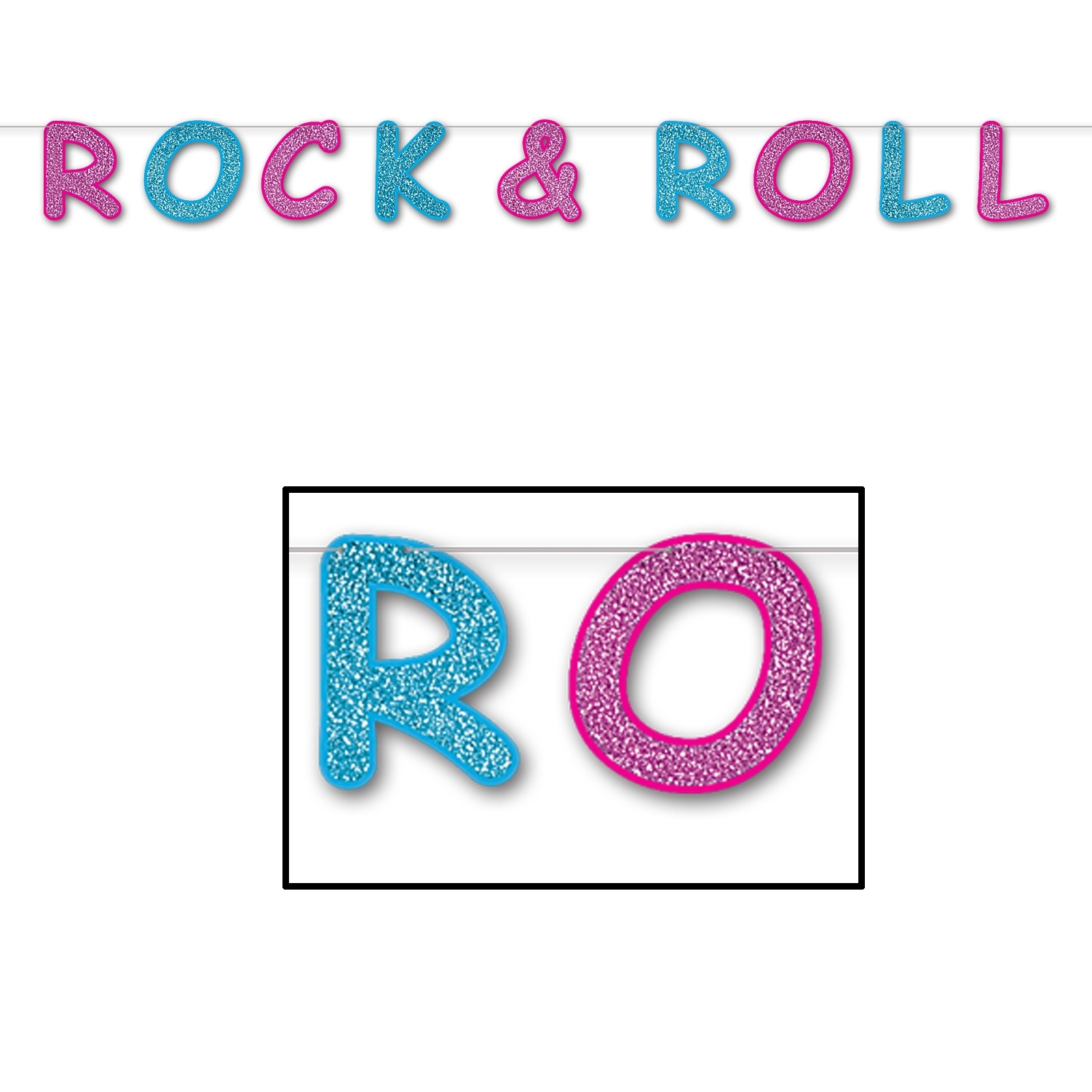 Rock and Roll Glittered Letter Banner 