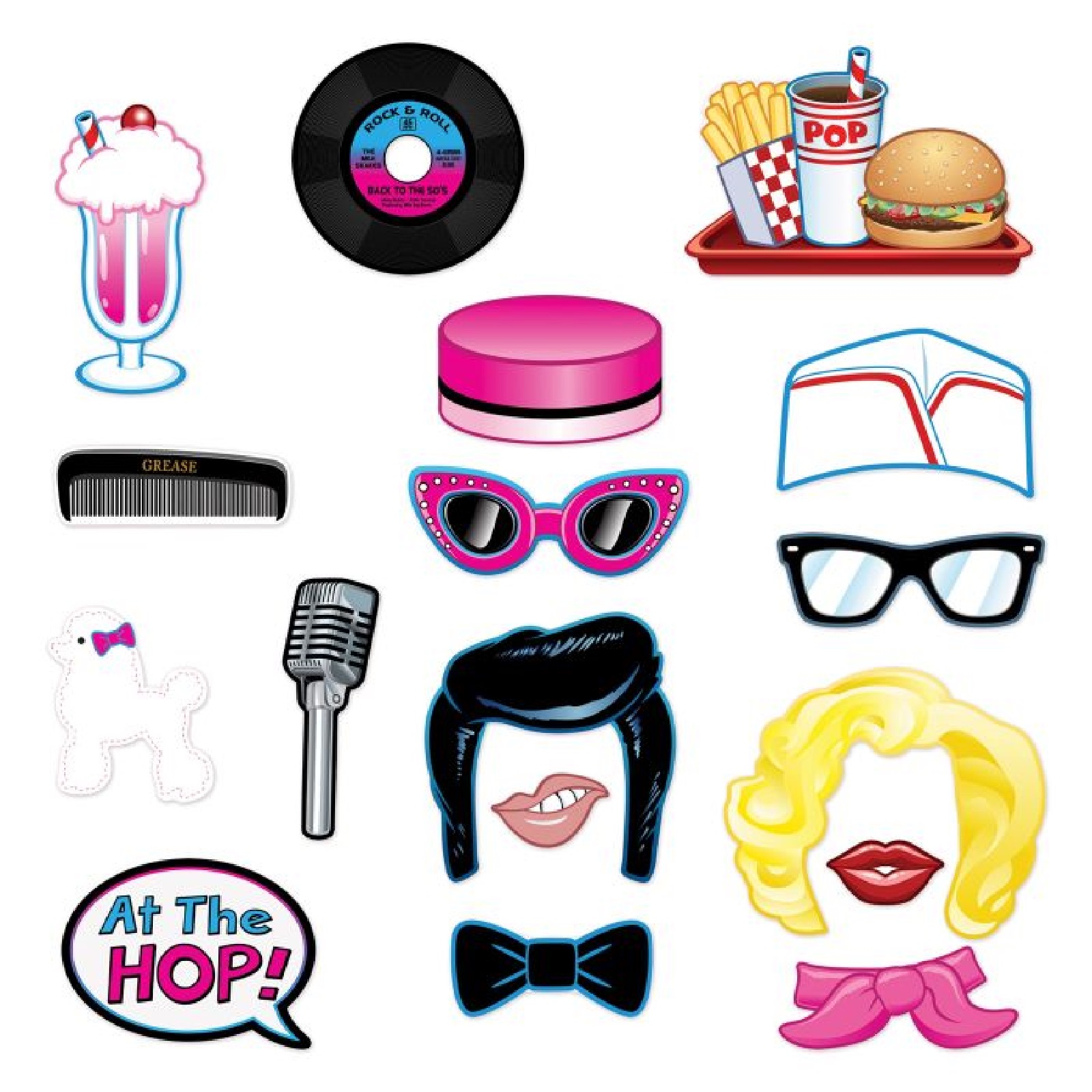 Rock N Roll 50's Photo Fun Signs (Pack of 17)