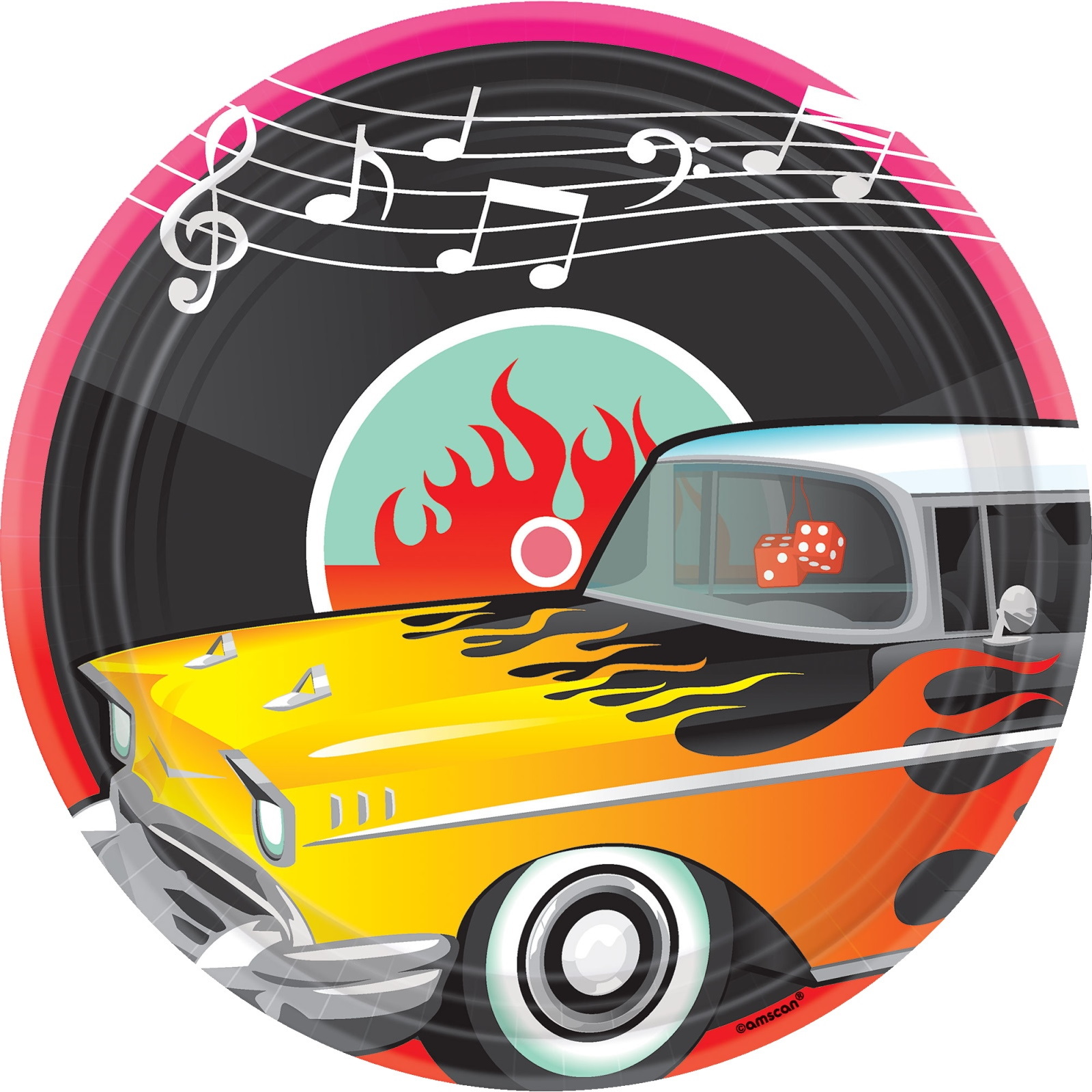 Classic 50's Rock and Roll Large Paper Plates (Pack of 8)