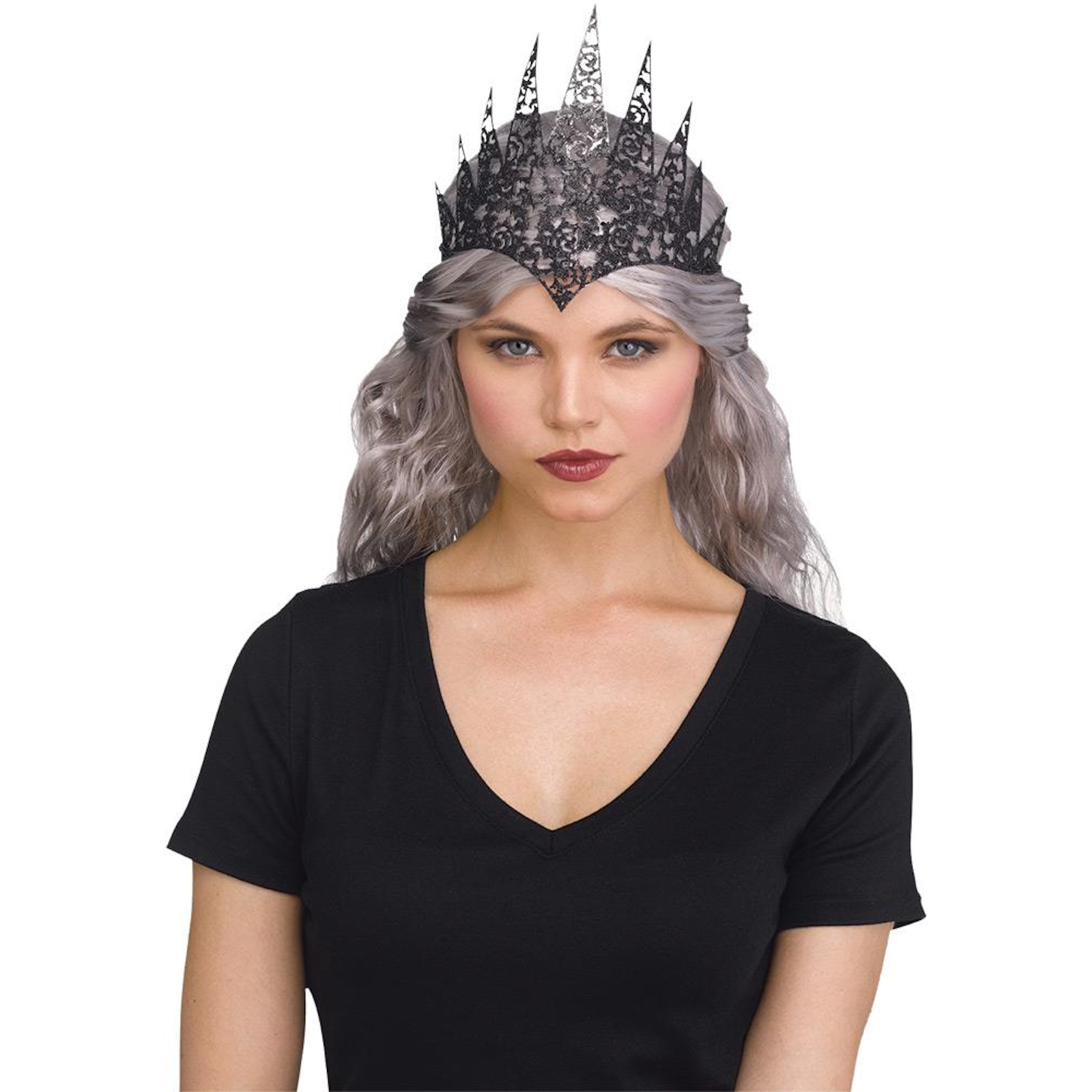 Black Flexible Glitter Crown Adult Costume Accessory