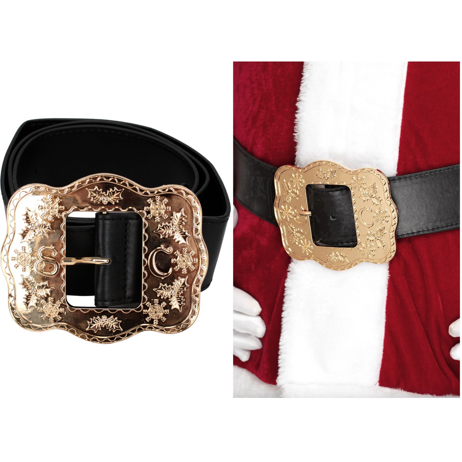 Santa Claus Deluxe Belt Costume With Gold Buckle 129cm