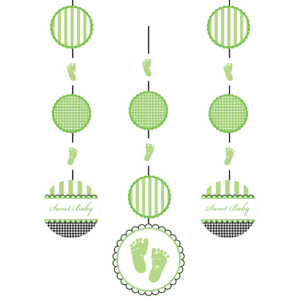 Sweet Baby Feet Green Hanging Cutouts (Pack of 3)