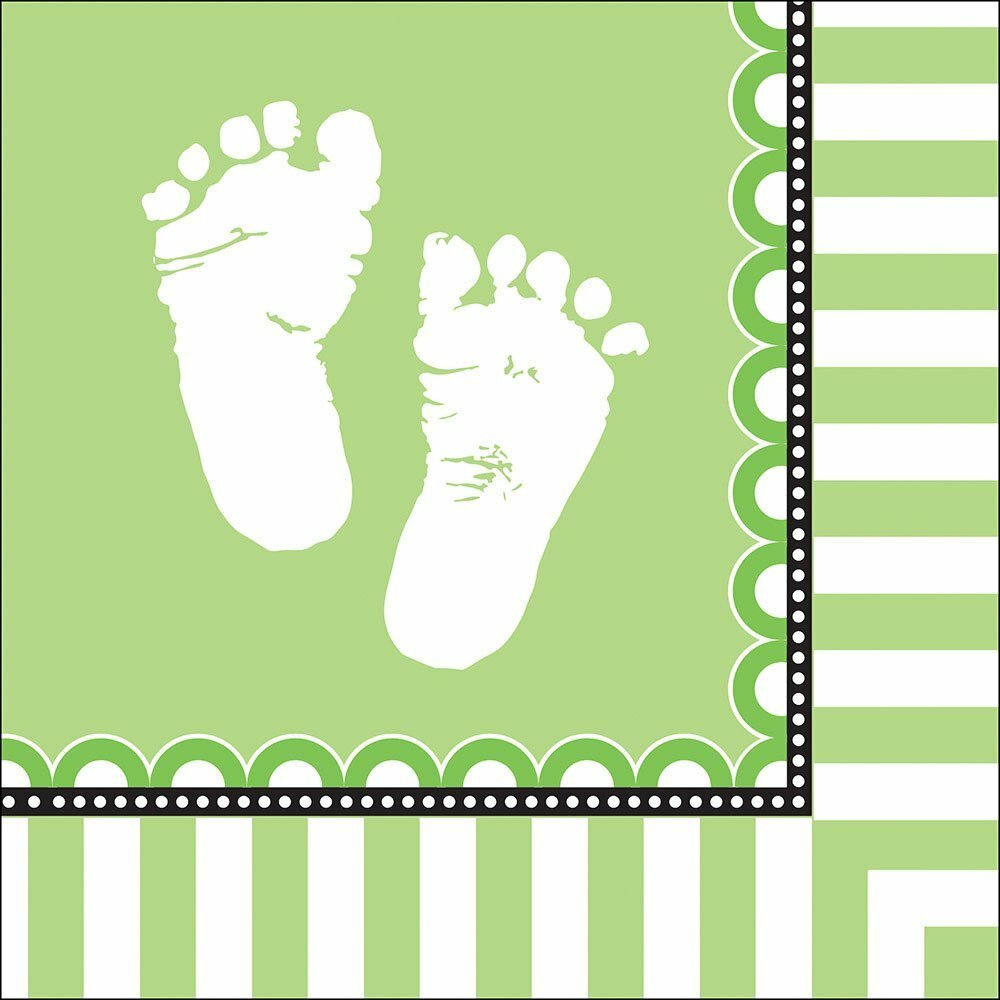 Sweet Baby Feet Green Large Napkins / Serviettes (Pack of 16)