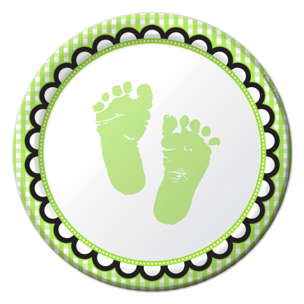 Sweet Baby Feet Green Small Paper Plates (Pack of 8)