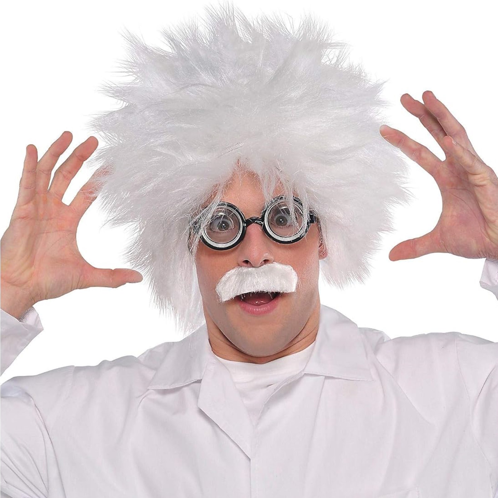 Mad Scientist Glasses Wig & Moustache Costume Set