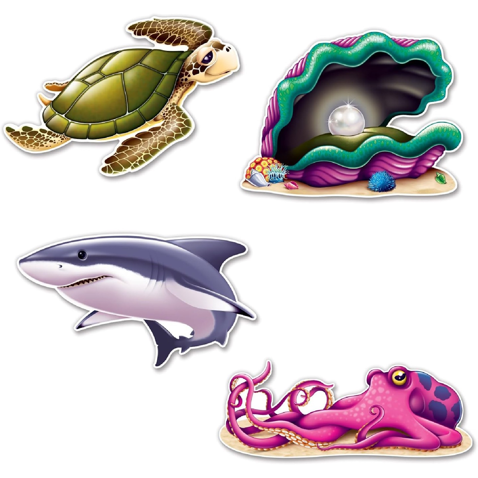 Under The Sea Creature Cutout Wall Decorations (Pack of 4)