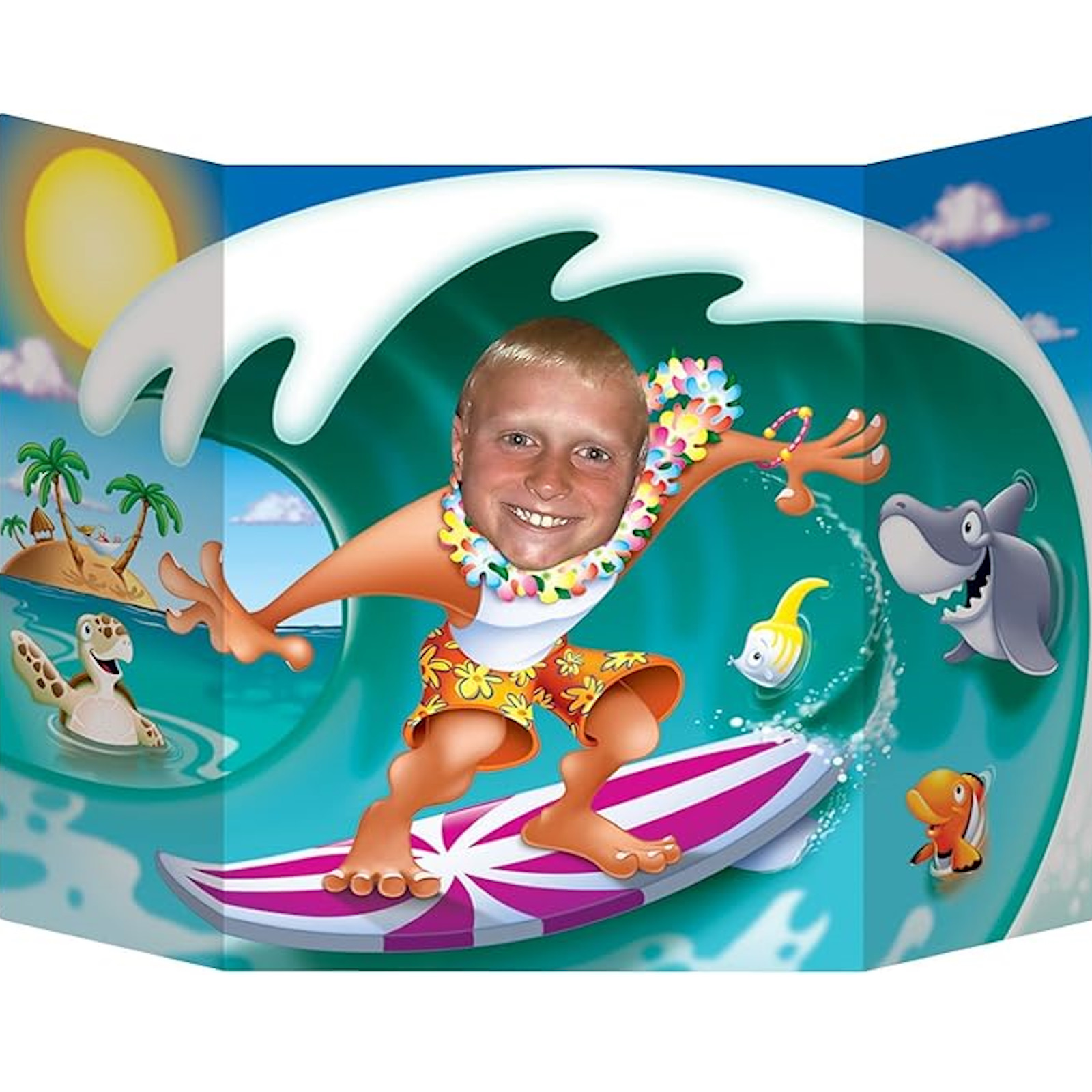 Hawaiian Surfer Face Photo Prop