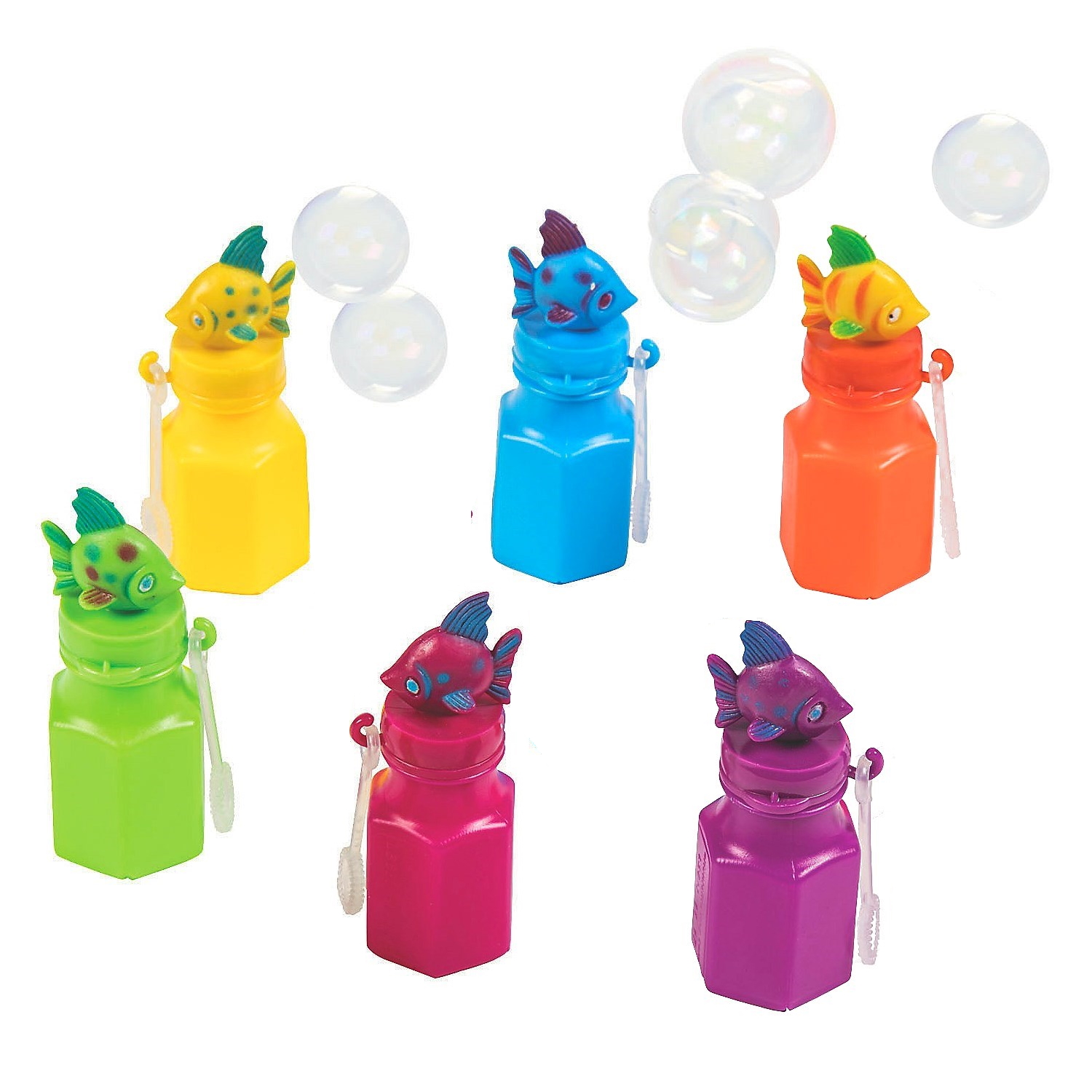 Mini Coloured Fish Bubble Bottles (Set of 12)