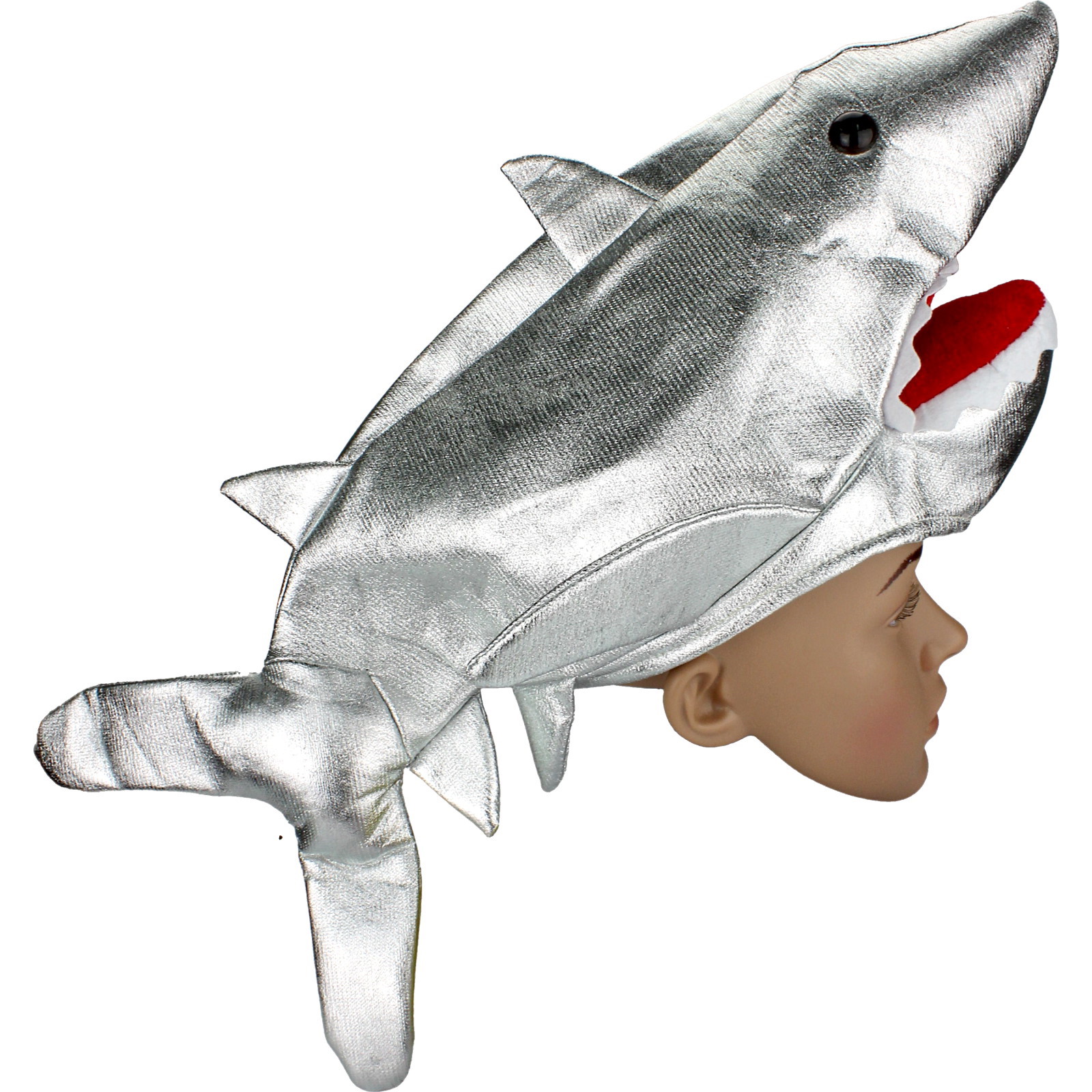 Metallic Silver Shark Hat
